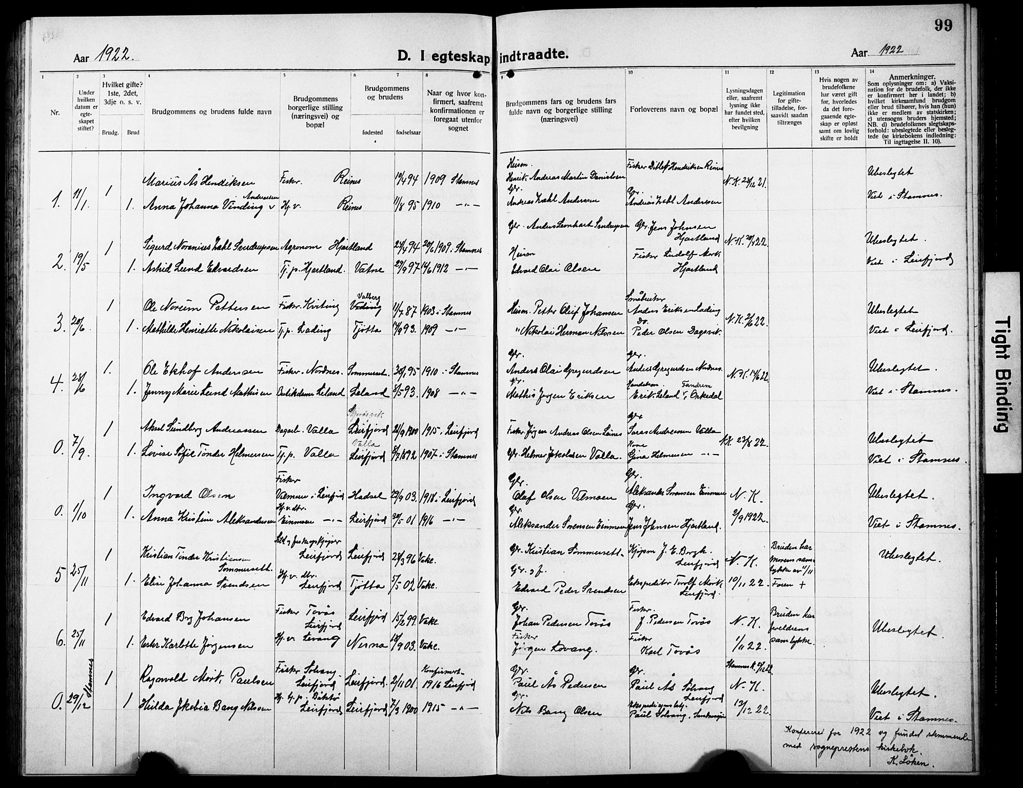 Ministerialprotokoller, klokkerbøker og fødselsregistre - Nordland, AV/SAT-A-1459/832/L0495: Klokkerbok nr. 832C02, 1920-1932, s. 99