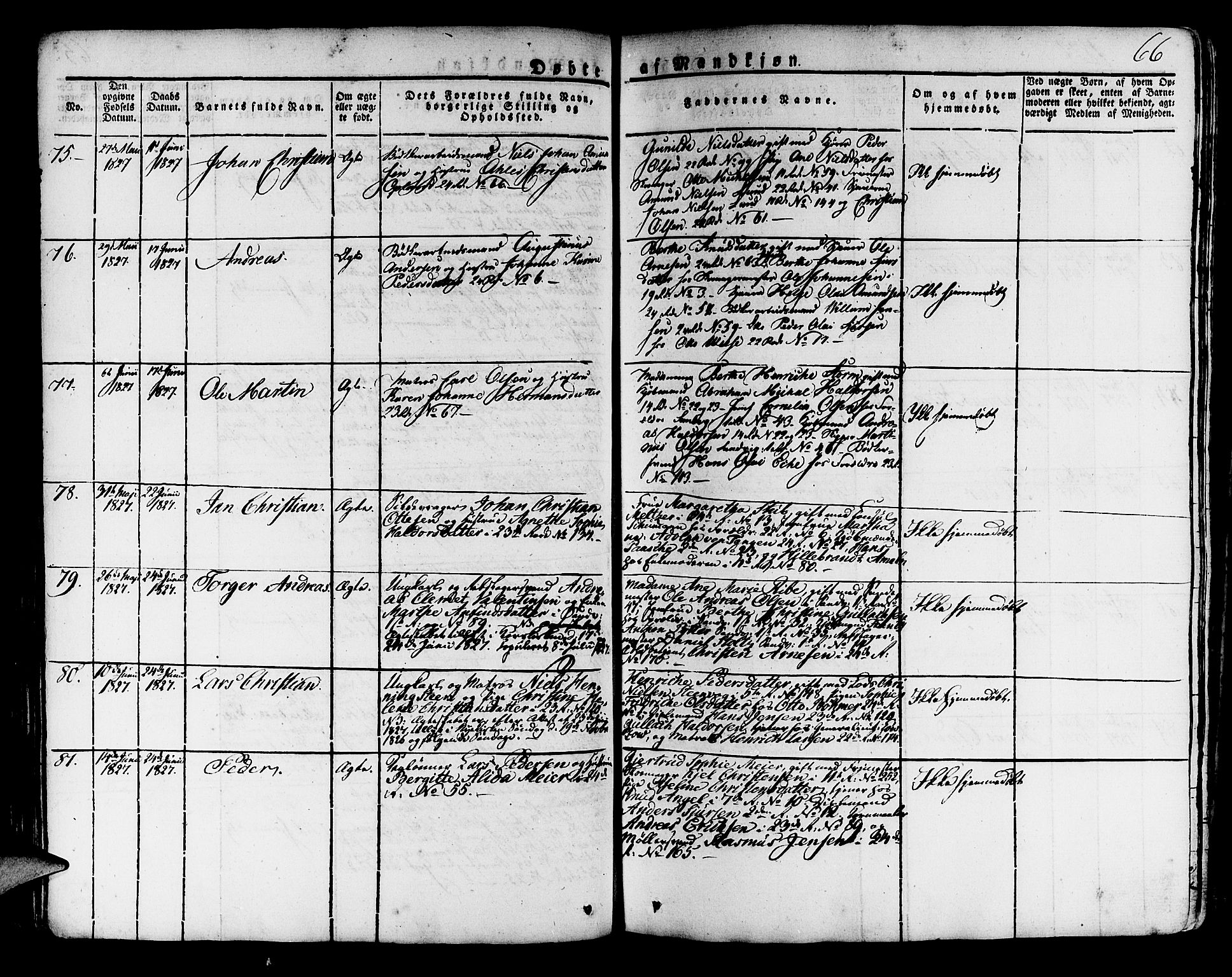 Korskirken sokneprestembete, AV/SAB-A-76101/H/Haa/L0014: Ministerialbok nr. A 14, 1823-1835, s. 66