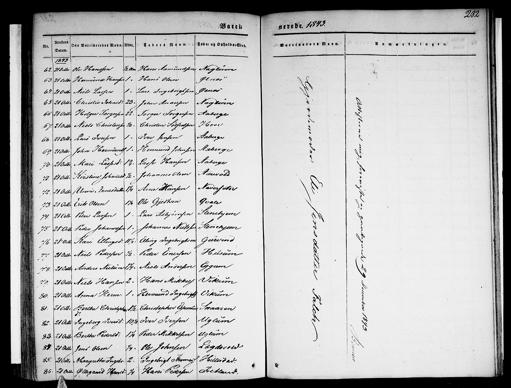 Sogndal sokneprestembete, AV/SAB-A-81301/H/Haa/Haaa/L0011: Ministerialbok nr. A 11, 1839-1847, s. 282