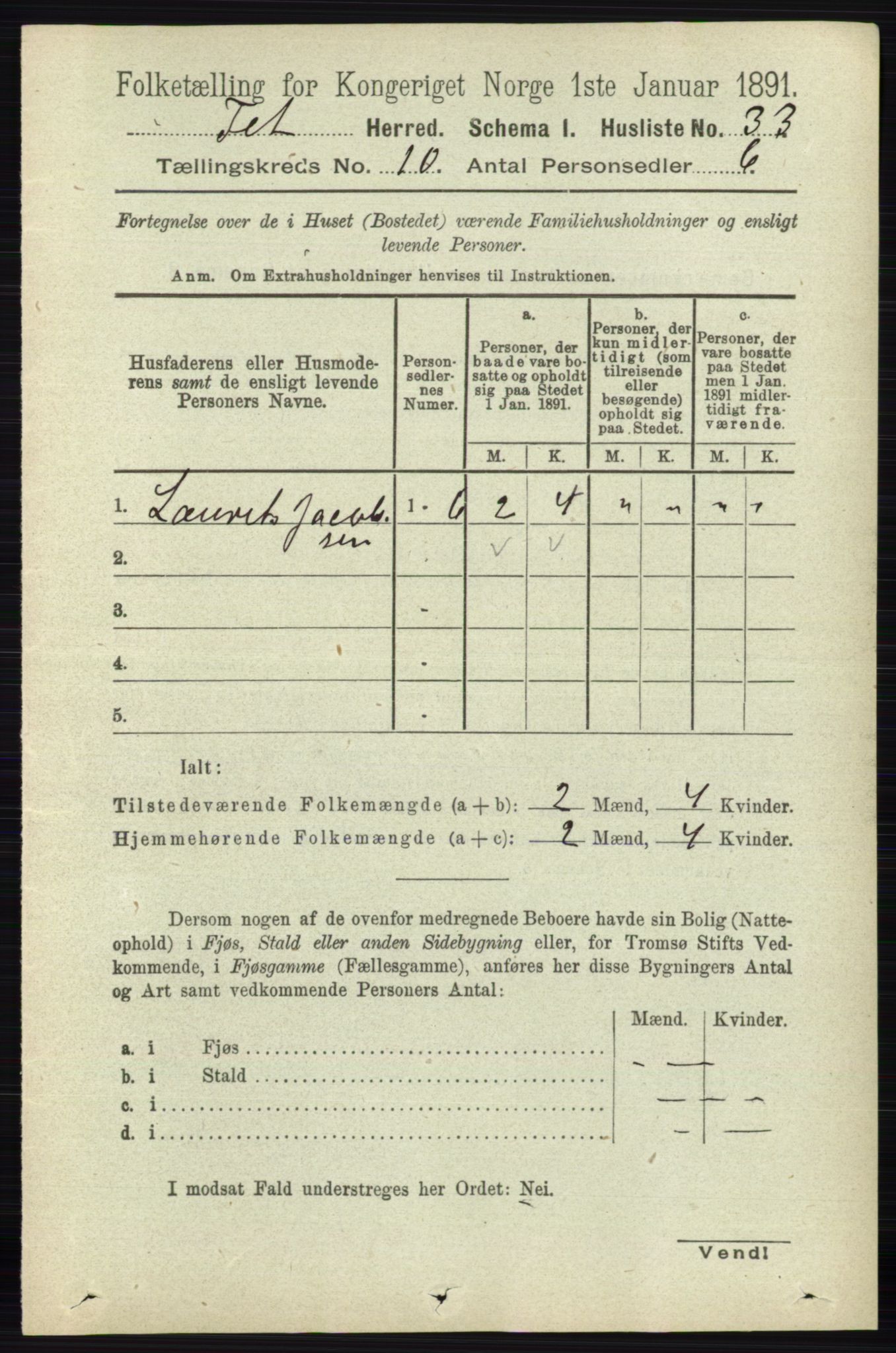 RA, Folketelling 1891 for 0227 Fet herred, 1891, s. 3981