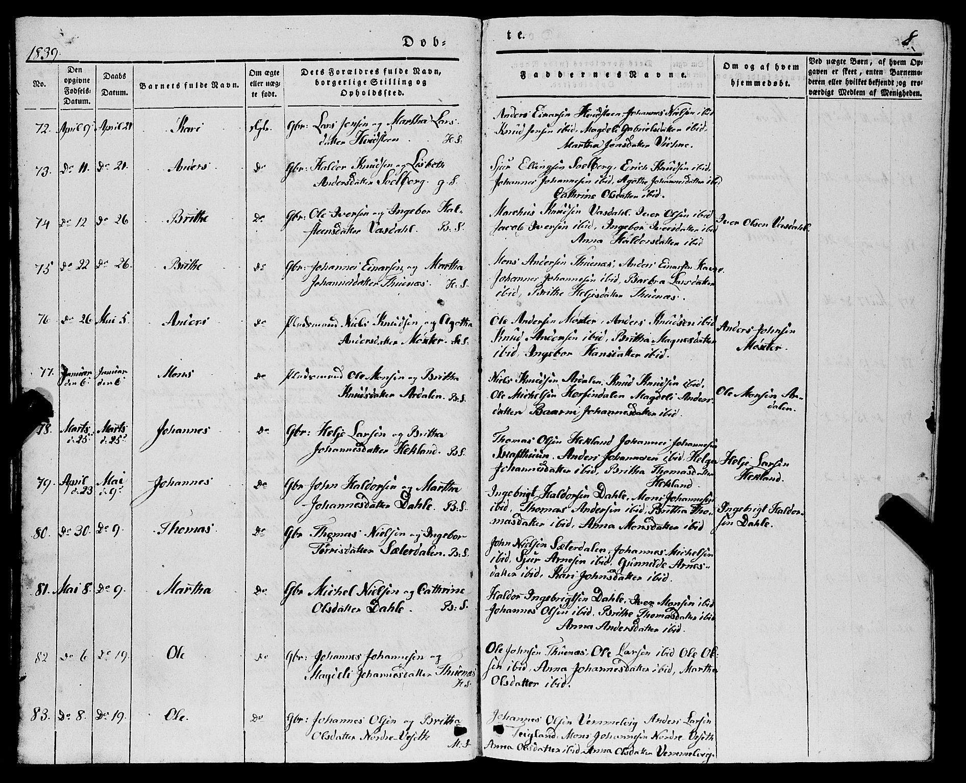 Haus sokneprestembete, AV/SAB-A-75601/H/Haa: Ministerialbok nr. A 15, 1838-1847, s. 8