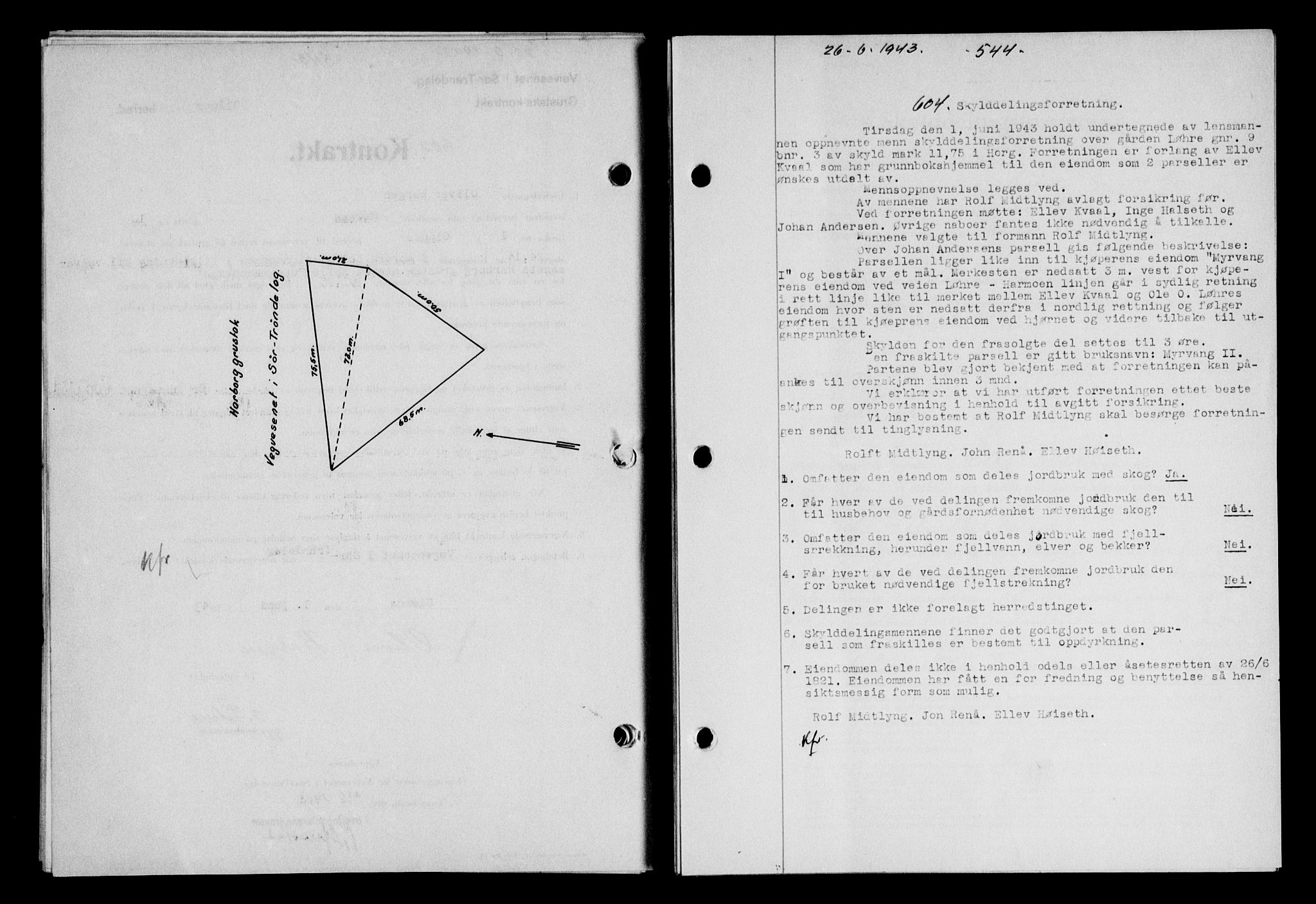 Gauldal sorenskriveri, SAT/A-0014/1/2/2C/L0056: Pantebok nr. 61, 1942-1943, Dagboknr: 604/1943