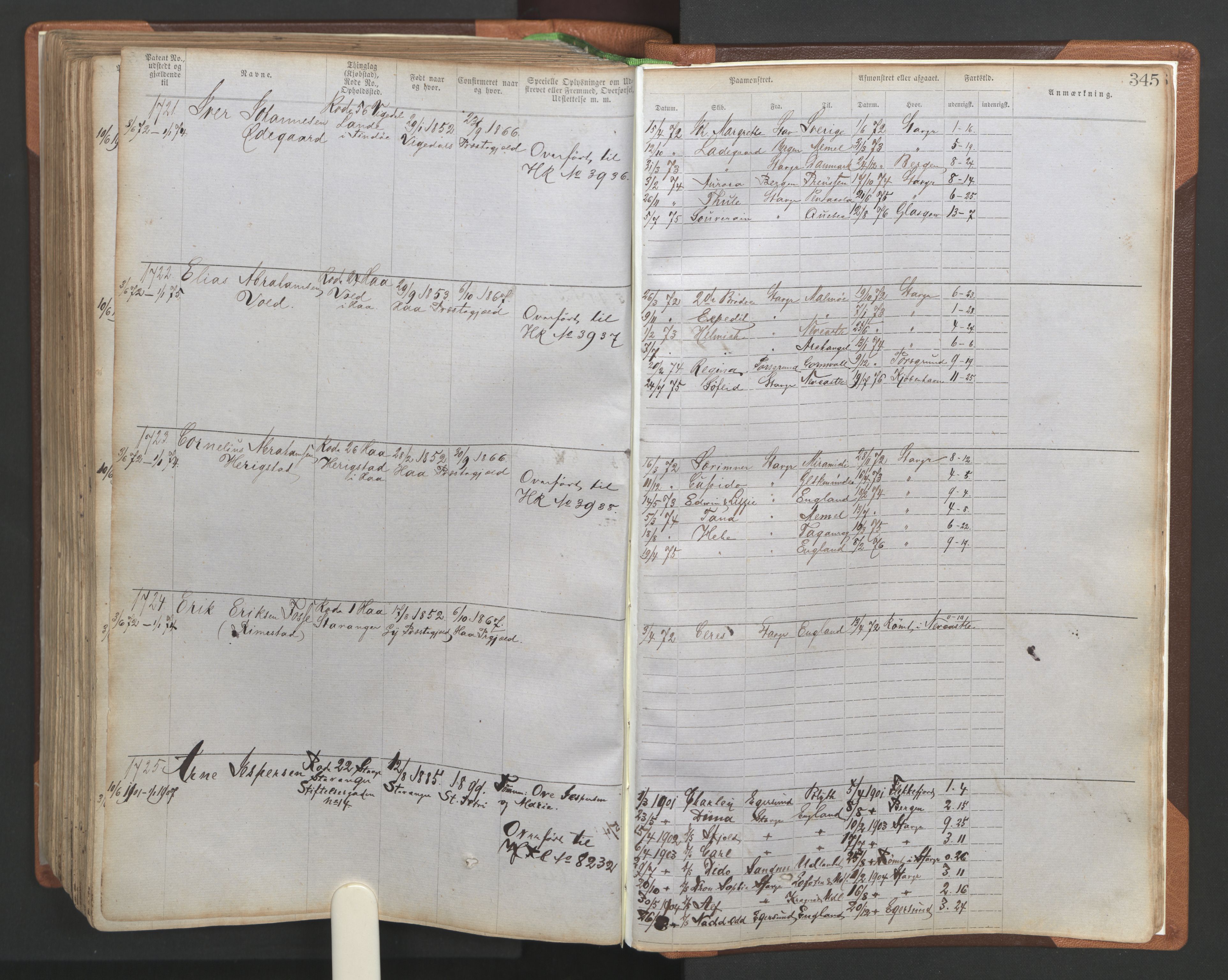 Stavanger sjømannskontor, AV/SAST-A-102006/F/Ff/L0004: Annotasjonsrulle No. 1, patentnr. 1-1785 (del 1), 1869-1900, s. 349