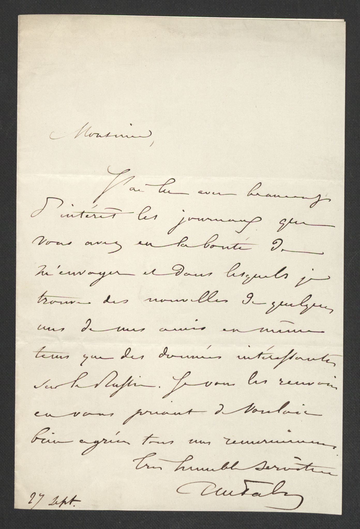 Botten-Hansen, Paul, AV/RA-PA-0017/F/L0001: Brev til Botten-Hansen, avsendere ordnet etter alfabetisk rekkefølge fra A-Ø, 1846-1866, s. 4