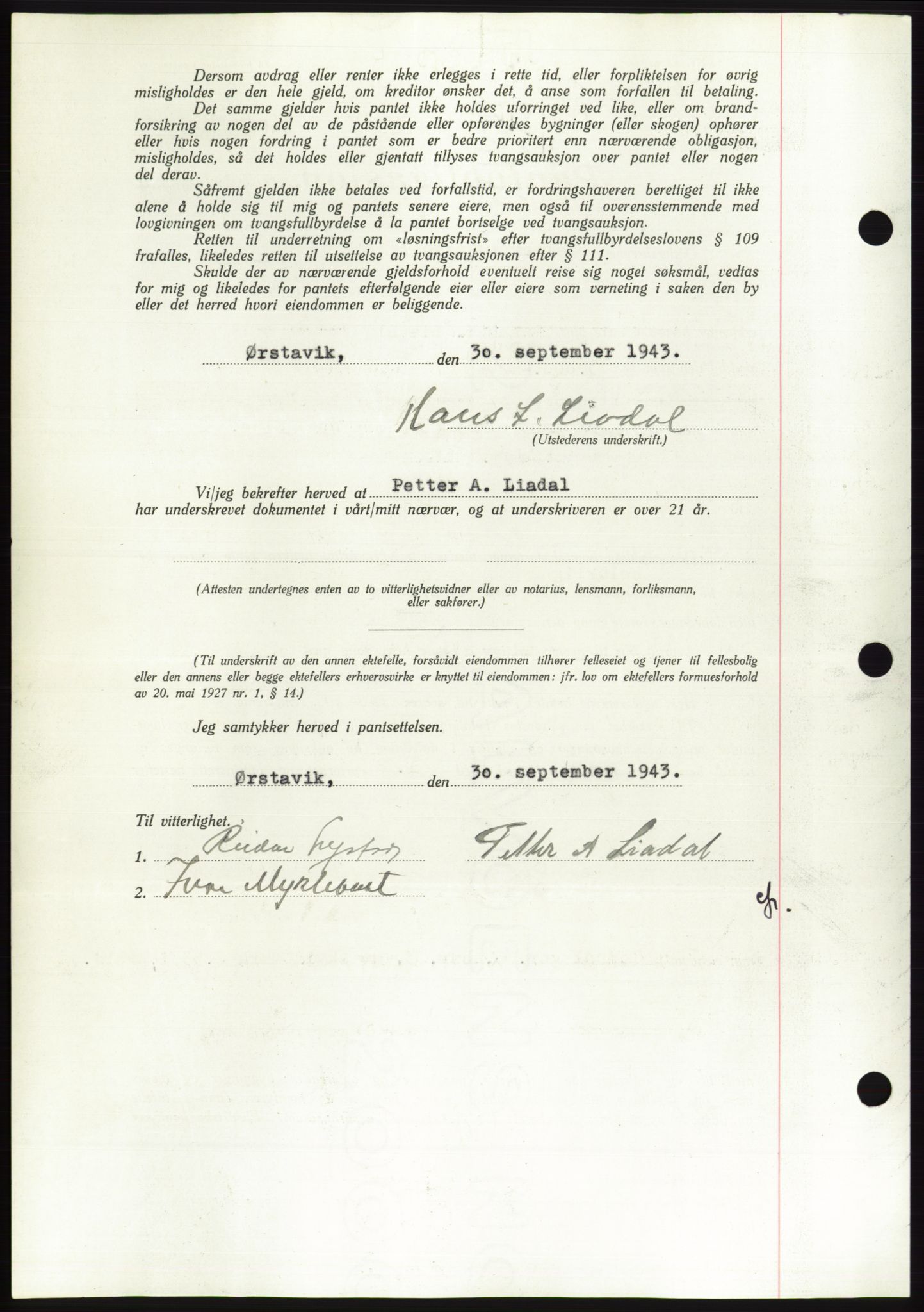 Søre Sunnmøre sorenskriveri, AV/SAT-A-4122/1/2/2C/L0114: Pantebok nr. 1-2B, 1943-1947, Dagboknr: 872/1943