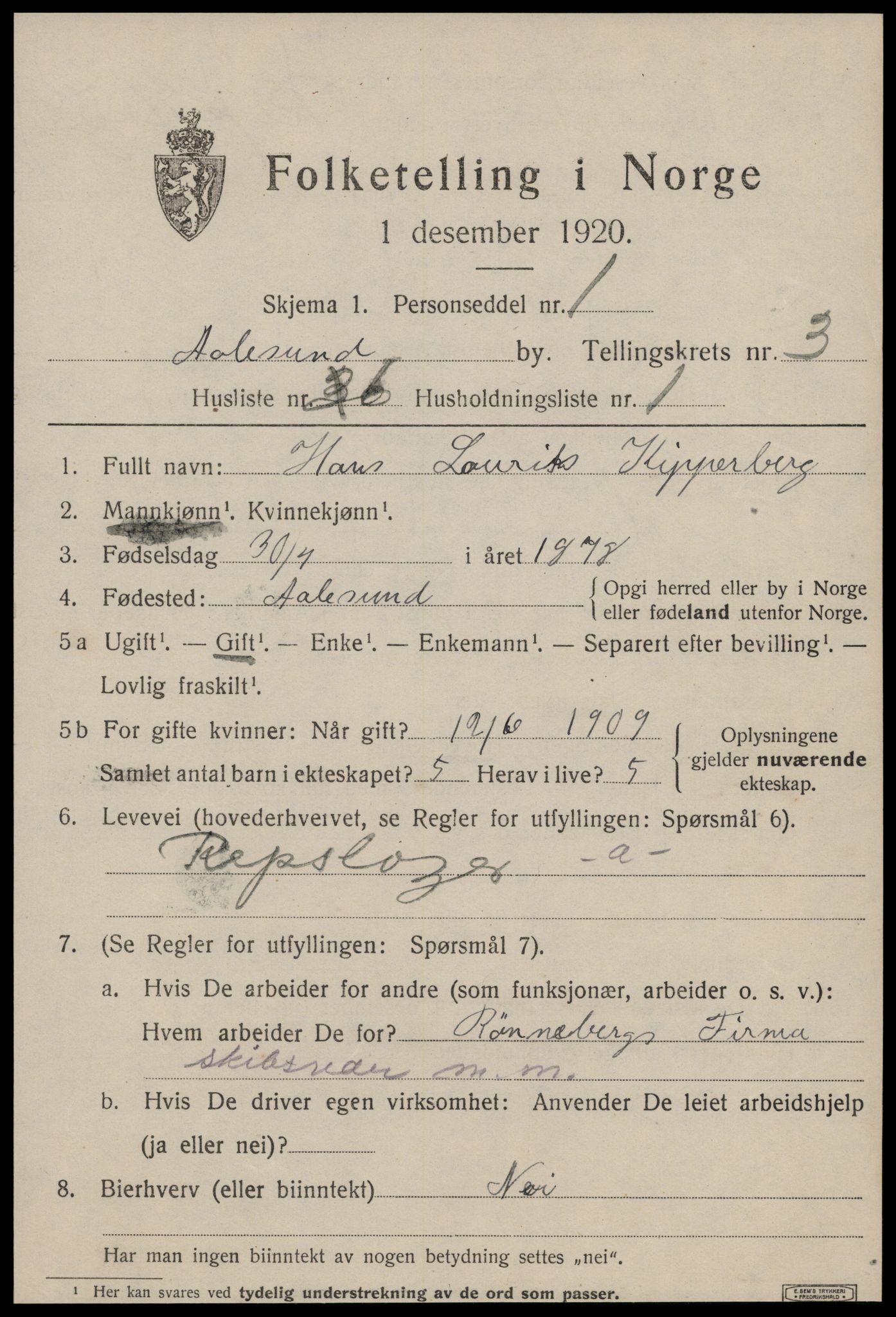 SAT, Folketelling 1920 for 1501 Ålesund kjøpstad, 1920, s. 12244