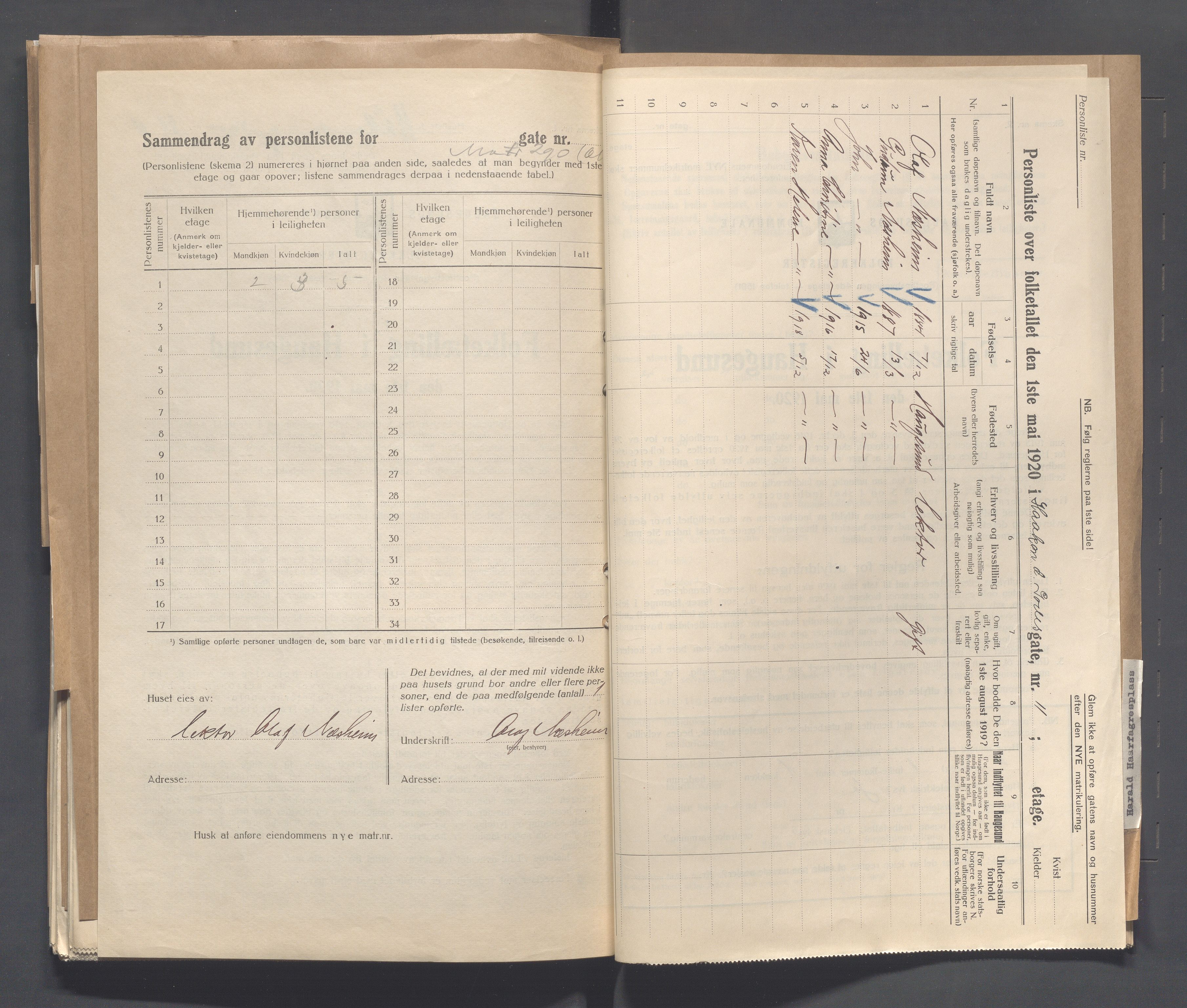 IKAR, Kommunal folketelling 1.5.1920 for Haugesund, 1920, s. 1118