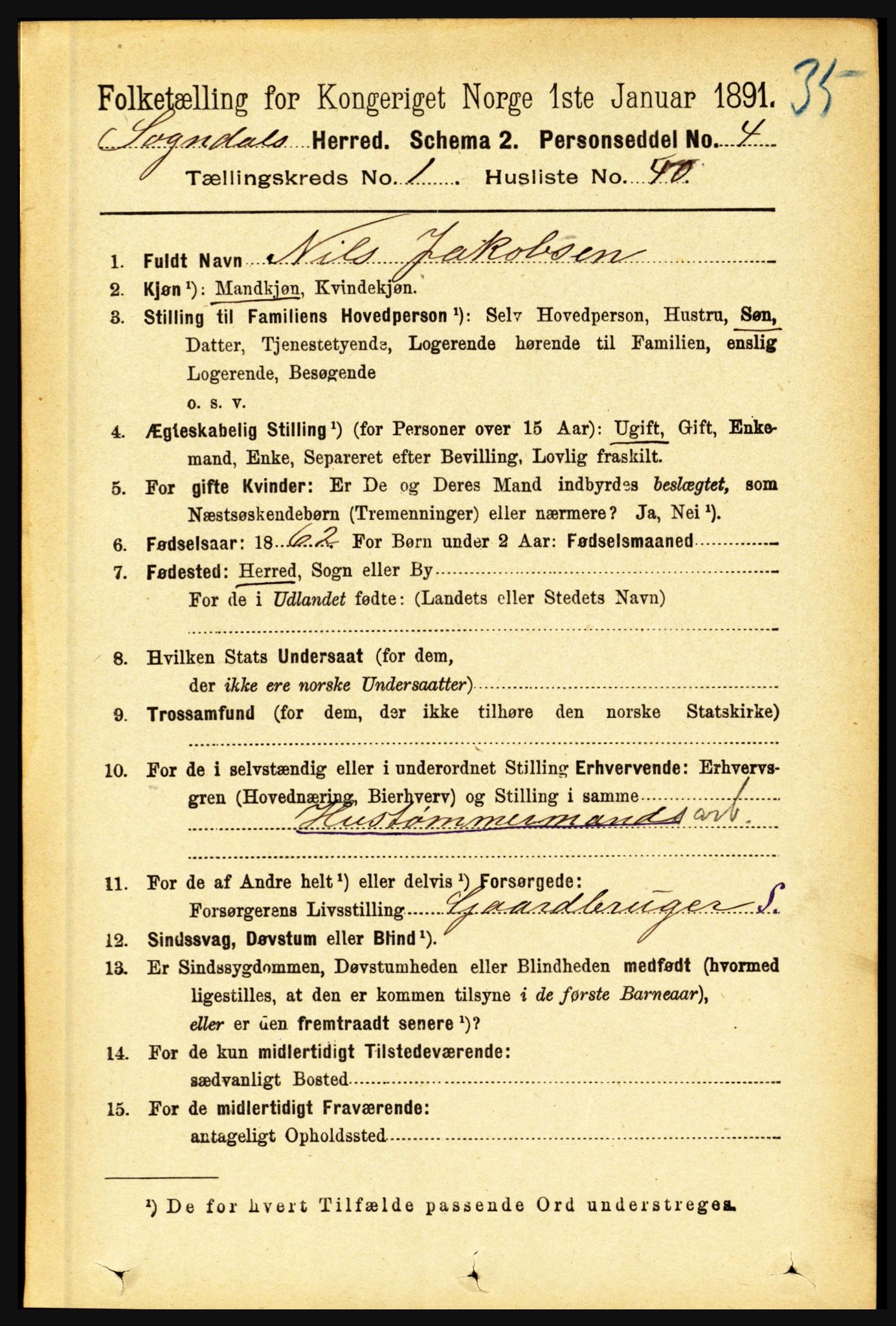 RA, Folketelling 1891 for 1420 Sogndal herred, 1891, s. 309
