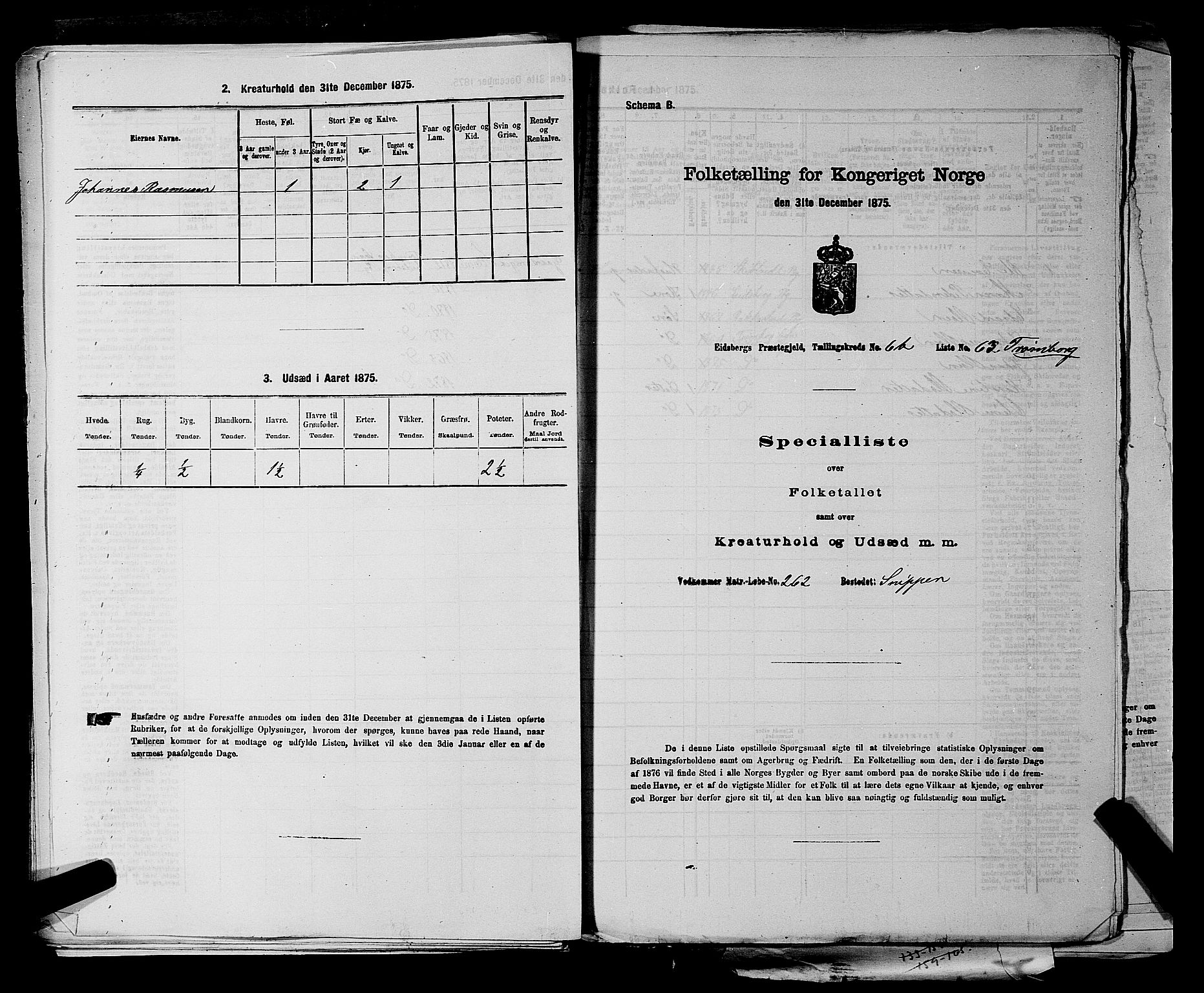 RA, Folketelling 1875 for 0125P Eidsberg prestegjeld, 1875, s. 1335