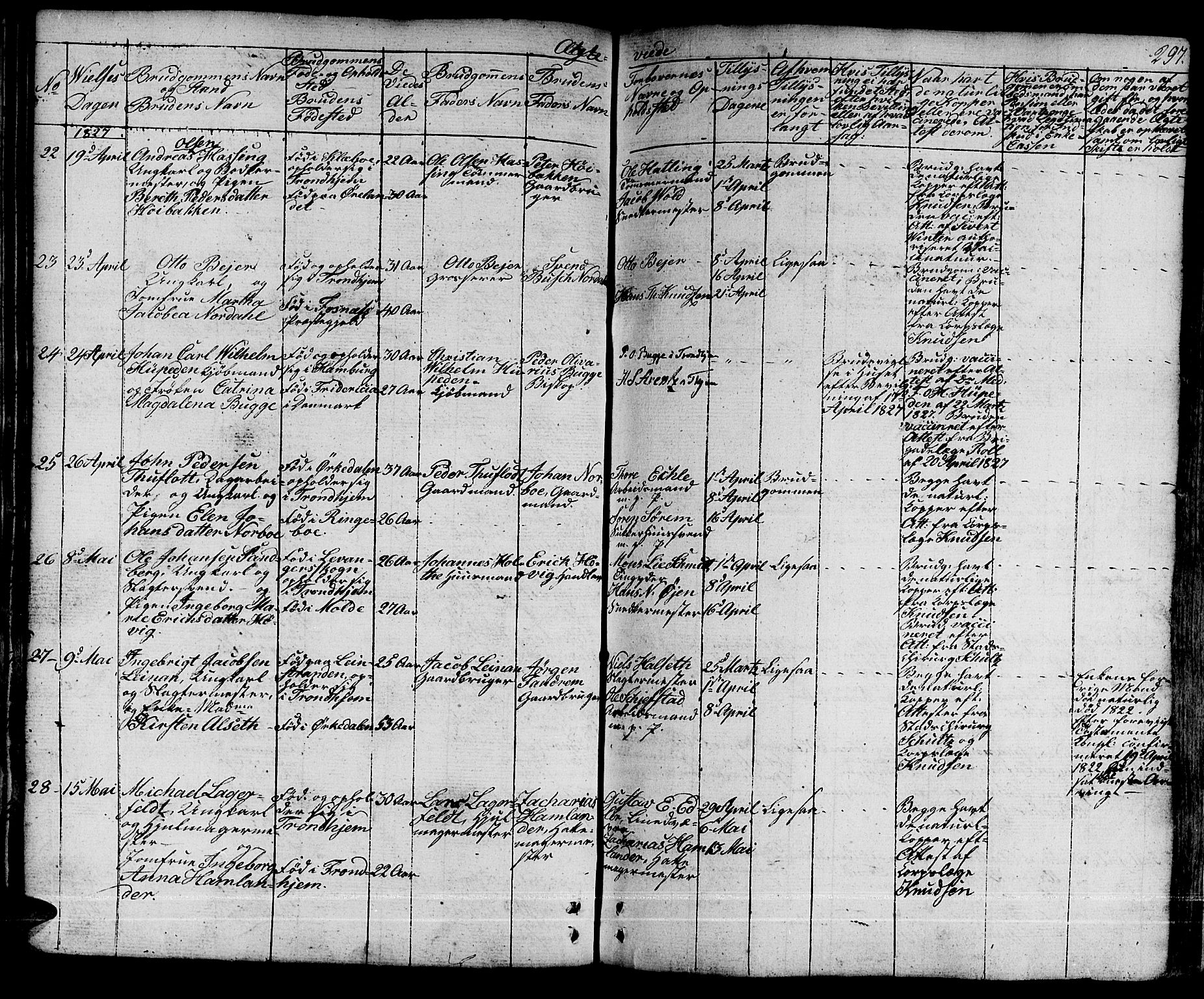 Ministerialprotokoller, klokkerbøker og fødselsregistre - Sør-Trøndelag, SAT/A-1456/601/L0045: Ministerialbok nr. 601A13, 1821-1831, s. 297