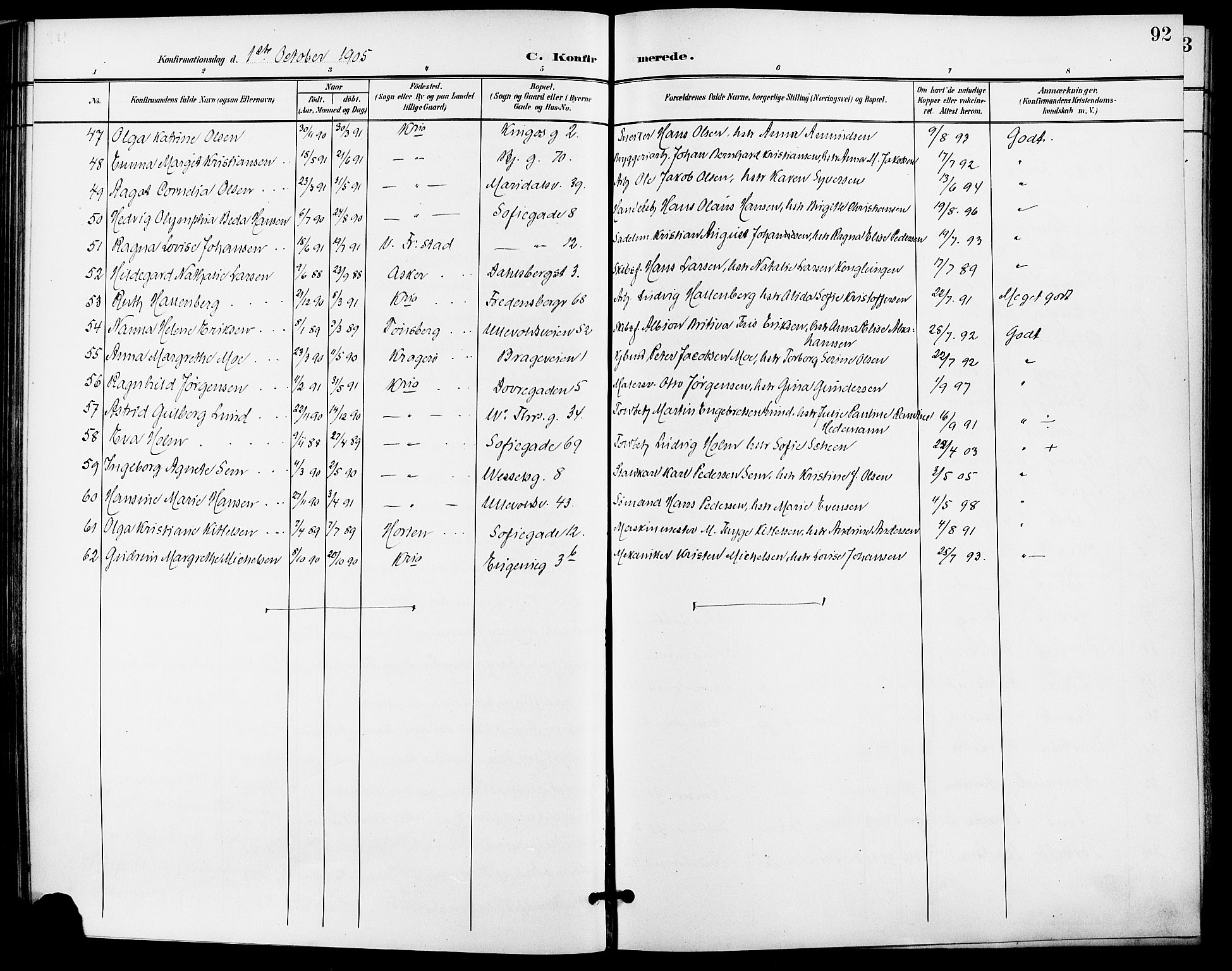 Gamle Aker prestekontor Kirkebøker, SAO/A-10617a/F/L0012: Ministerialbok nr. 12, 1898-1910, s. 92