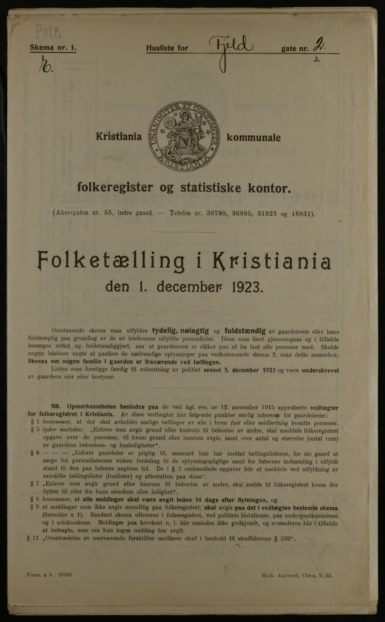 OBA, Kommunal folketelling 1.12.1923 for Kristiania, 1923, s. 27383