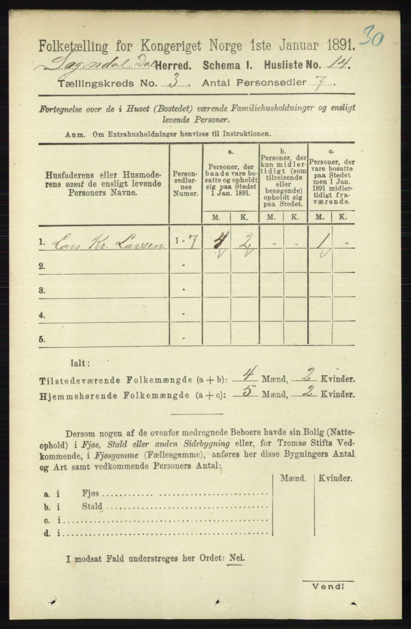 RA, Folketelling 1891 for 1111 Sokndal herred, 1891, s. 684