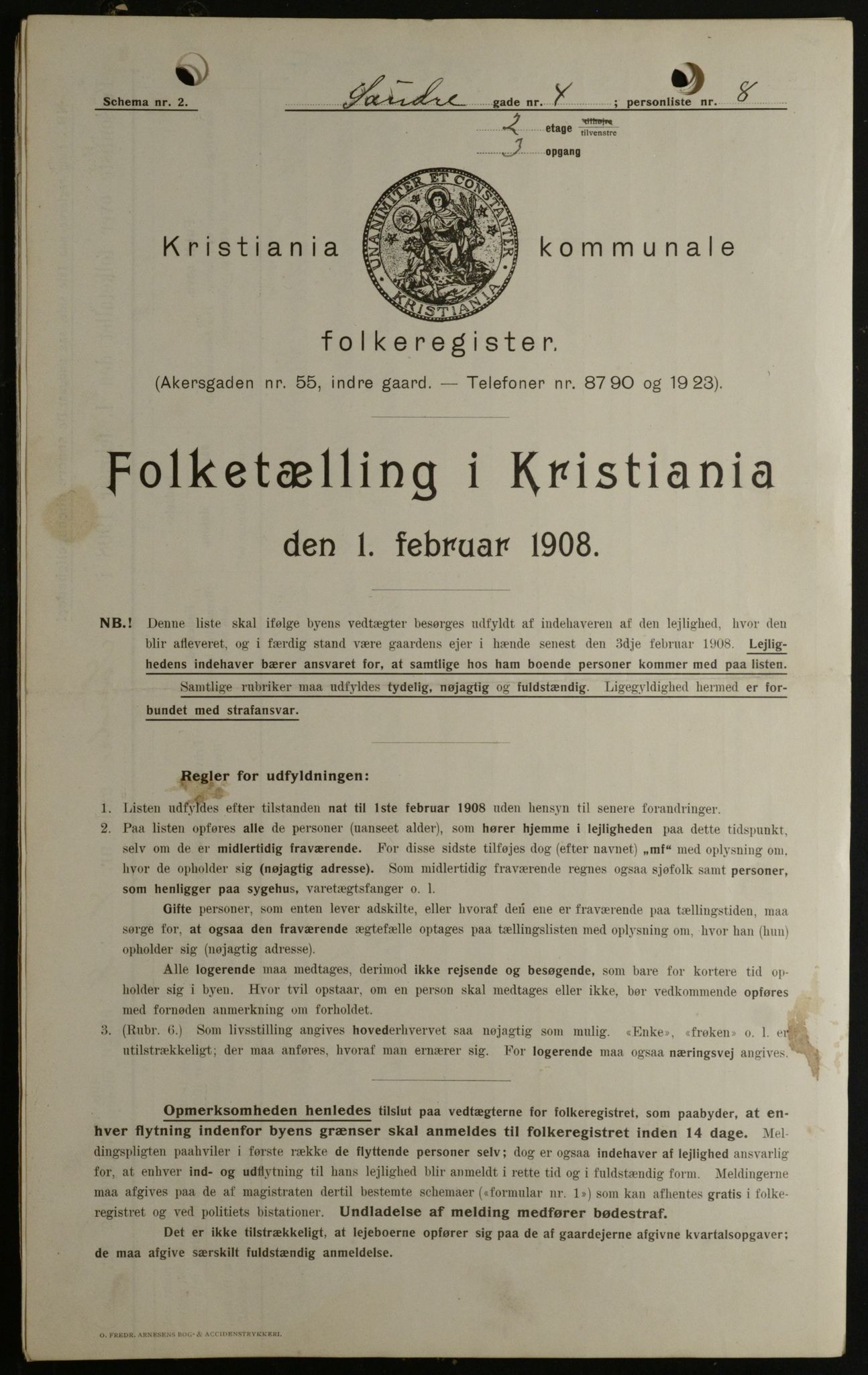 OBA, Kommunal folketelling 1.2.1908 for Kristiania kjøpstad, 1908, s. 95571