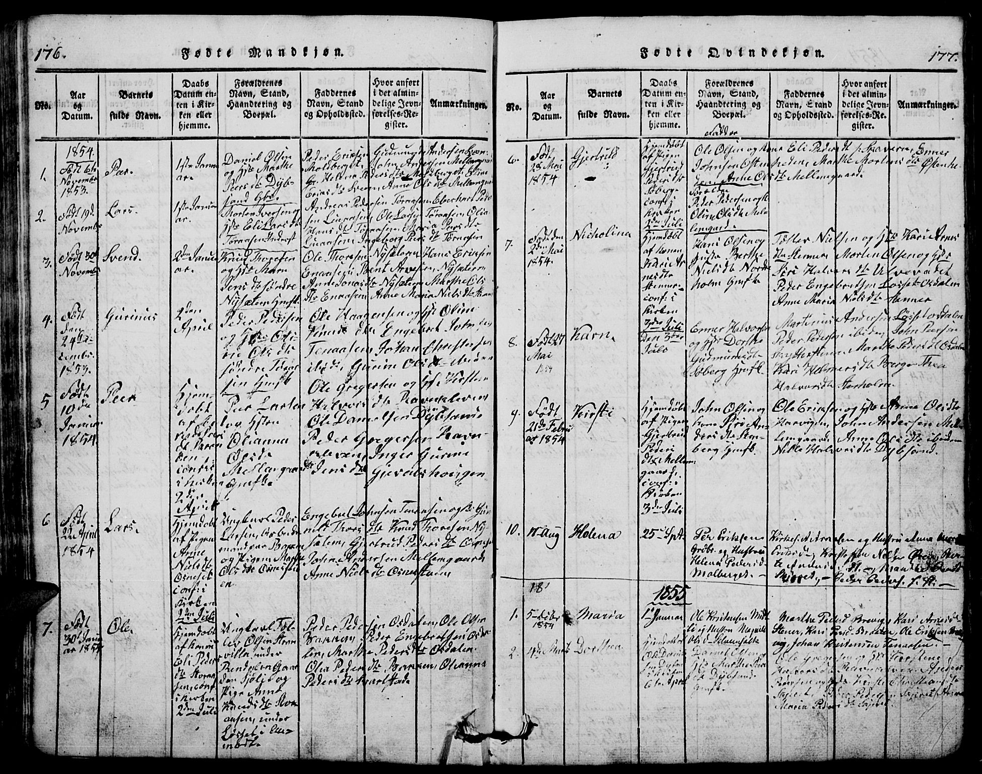 Trysil prestekontor, AV/SAH-PREST-046/H/Ha/Hab/L0005: Klokkerbok nr. 5, 1814-1877, s. 176-177