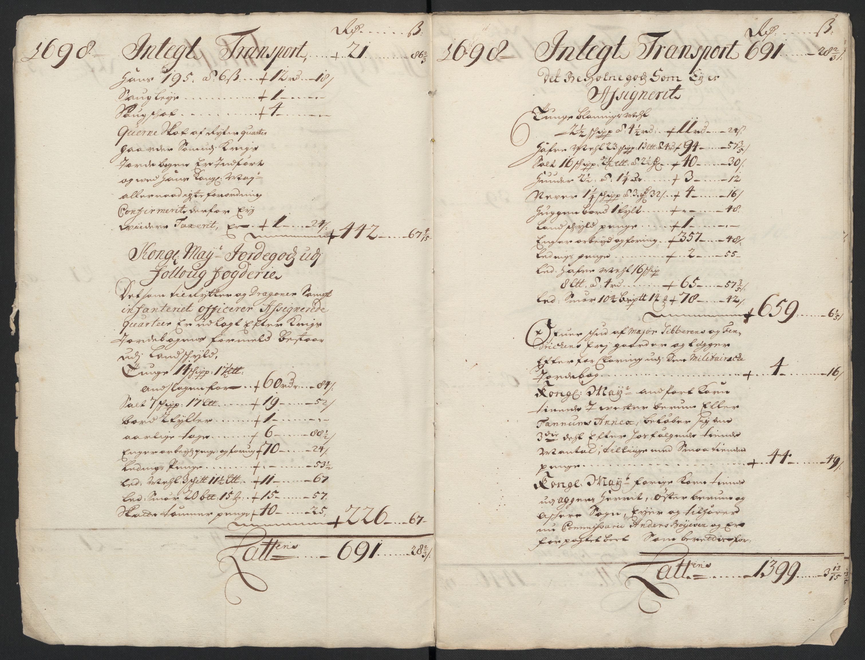 Rentekammeret inntil 1814, Reviderte regnskaper, Fogderegnskap, AV/RA-EA-4092/R10/L0441: Fogderegnskap Aker og Follo, 1698, s. 5