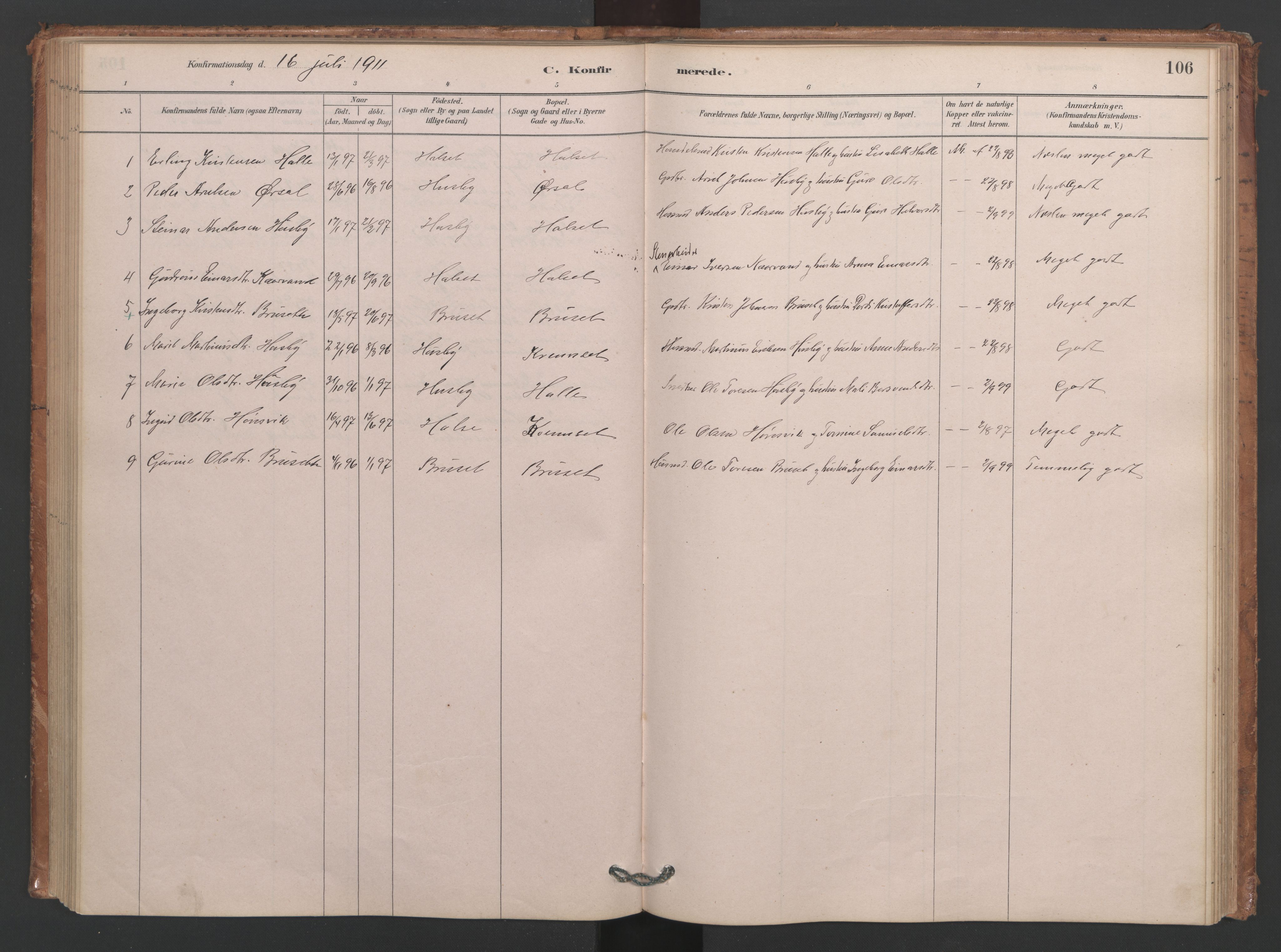 Ministerialprotokoller, klokkerbøker og fødselsregistre - Møre og Romsdal, AV/SAT-A-1454/593/L1034: Ministerialbok nr. 593A01, 1879-1911, s. 106