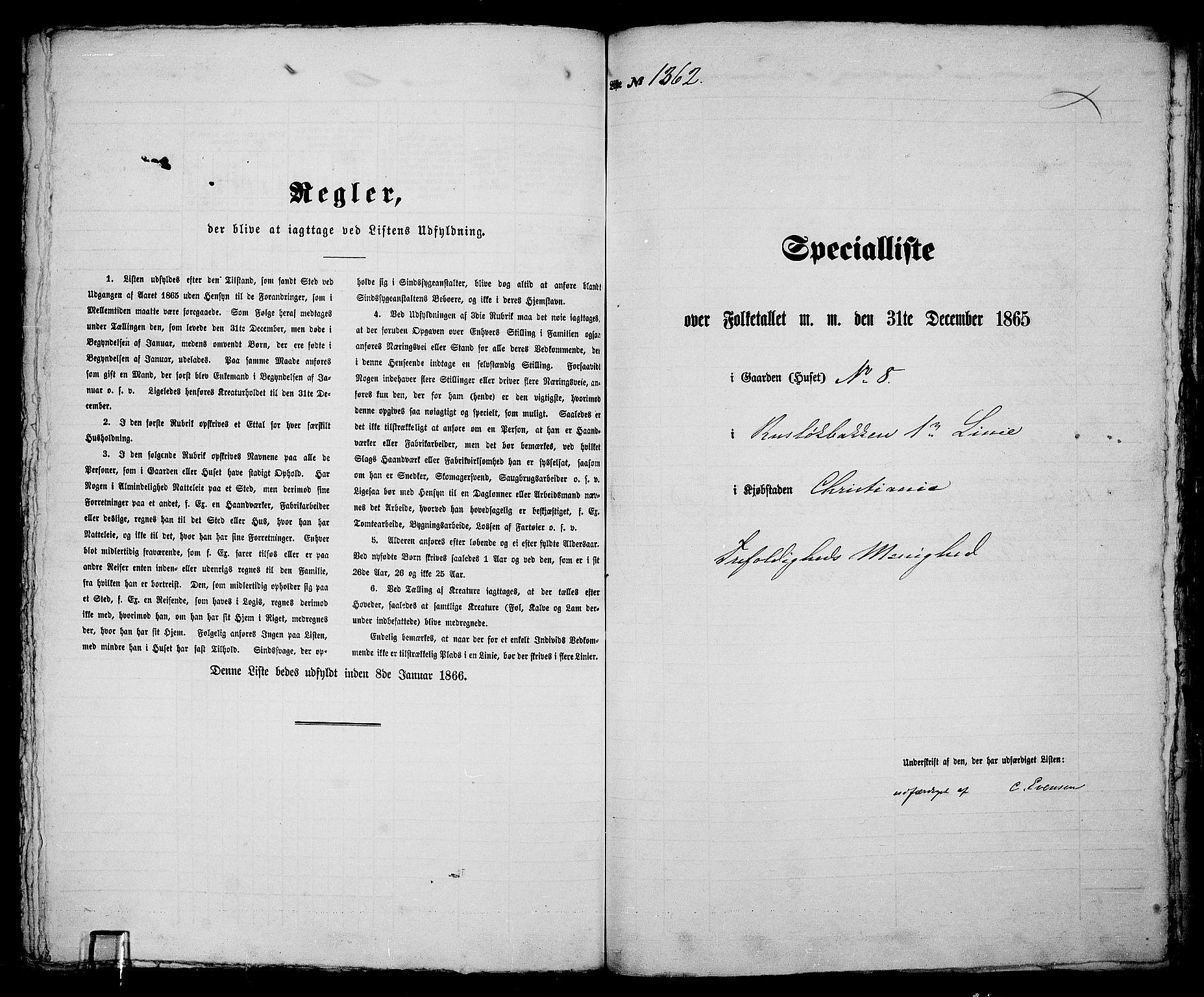 RA, Folketelling 1865 for 0301 Kristiania kjøpstad, 1865, s. 3084