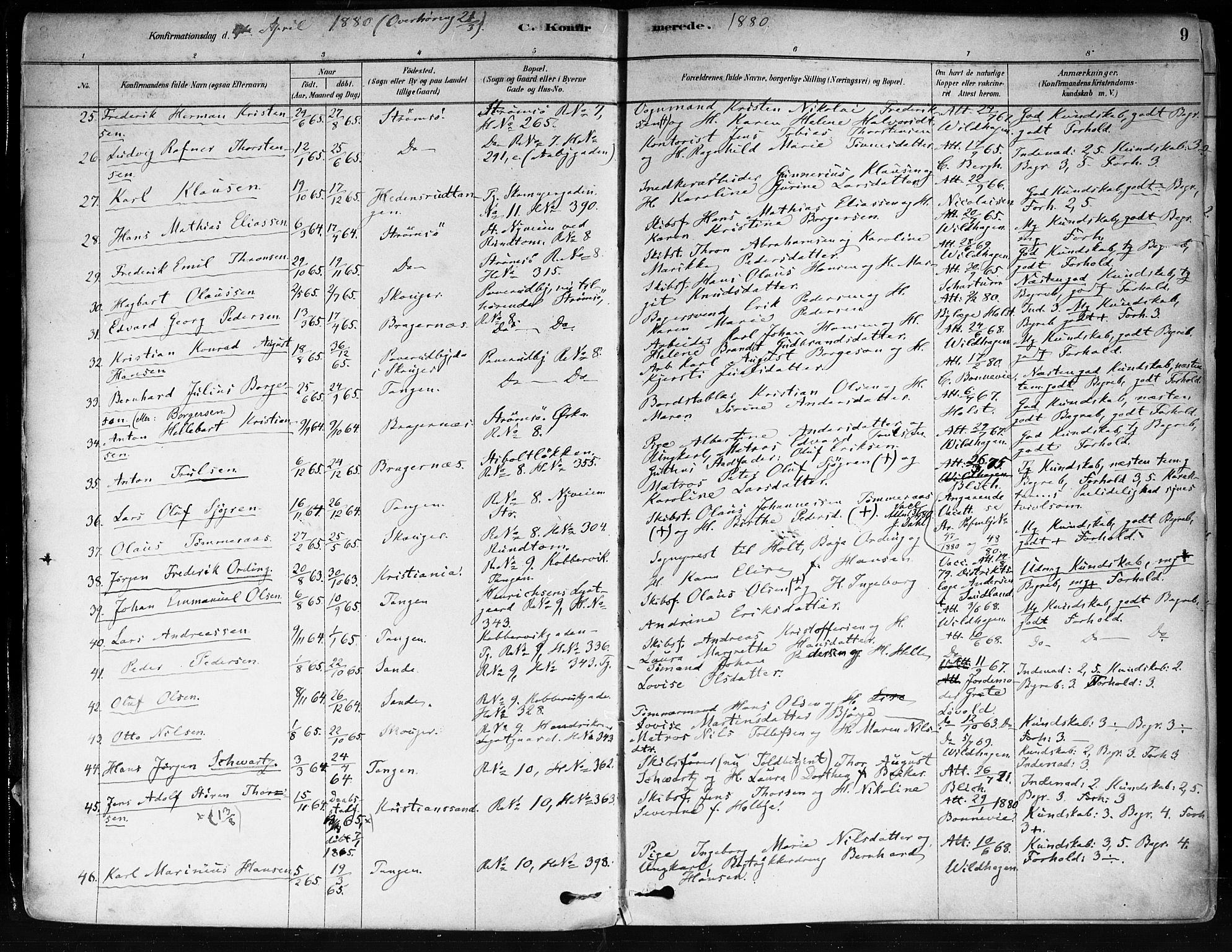 Strømsø kirkebøker, AV/SAKO-A-246/F/Fa/L0022: Ministerialbok nr. I 22, 1879-1899, s. 9
