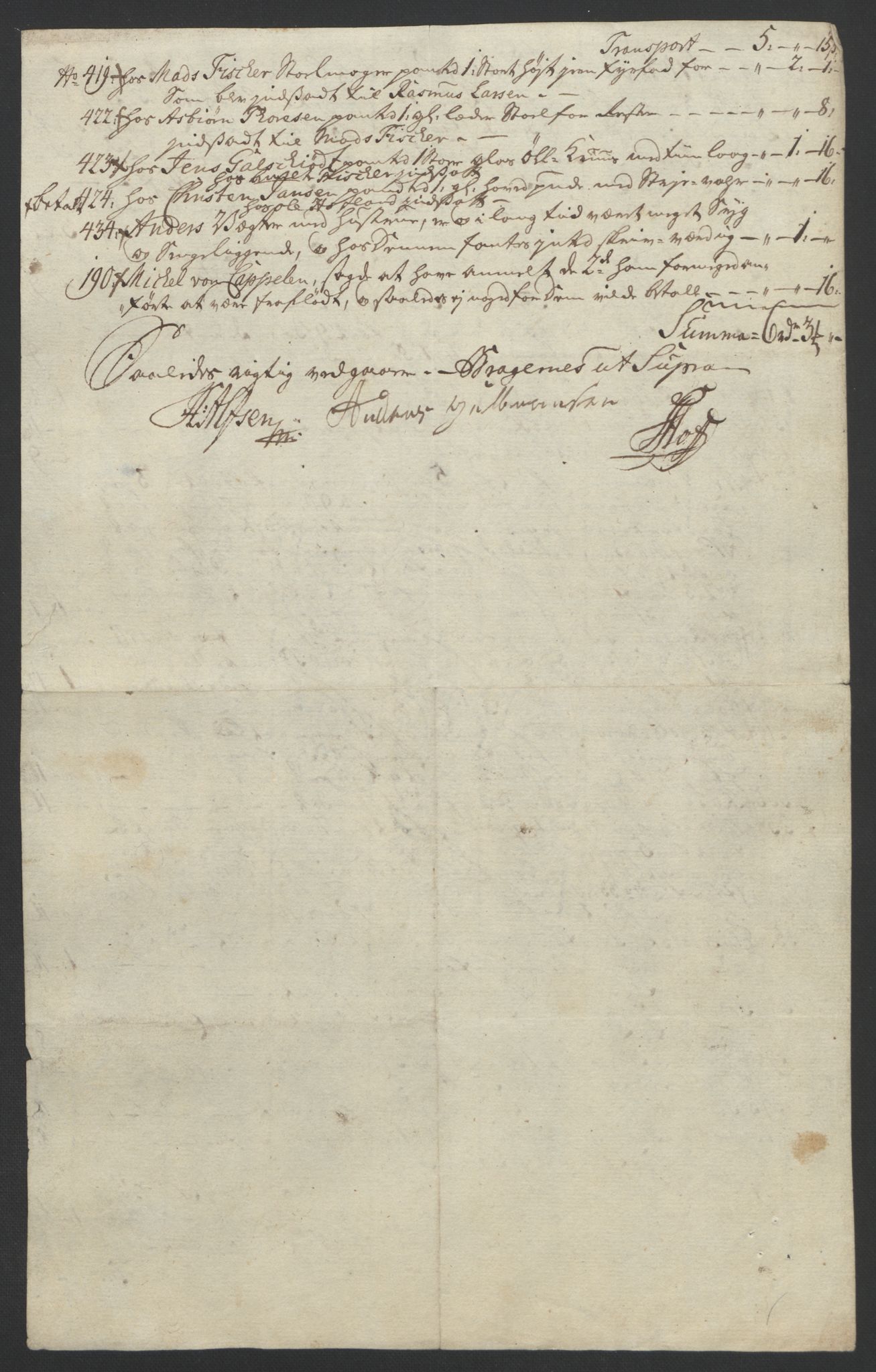 Rentekammeret inntil 1814, Reviderte regnskaper, Byregnskaper, AV/RA-EA-4066/R/Rf/L0119/0001: [F2] Kontribusjonsregnskap / Ekstraskatt, 1762-1767, s. 247