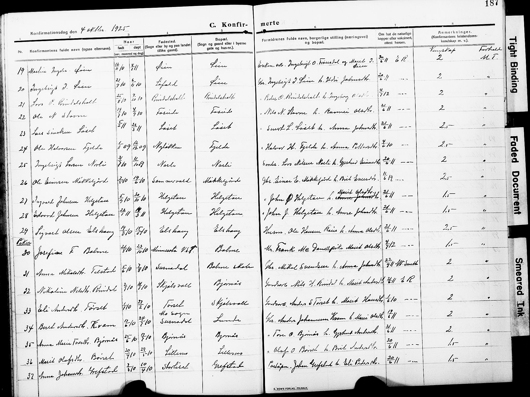 Ministerialprotokoller, klokkerbøker og fødselsregistre - Møre og Romsdal, AV/SAT-A-1454/598/L1079: Klokkerbok nr. 598C04, 1909-1927, s. 187