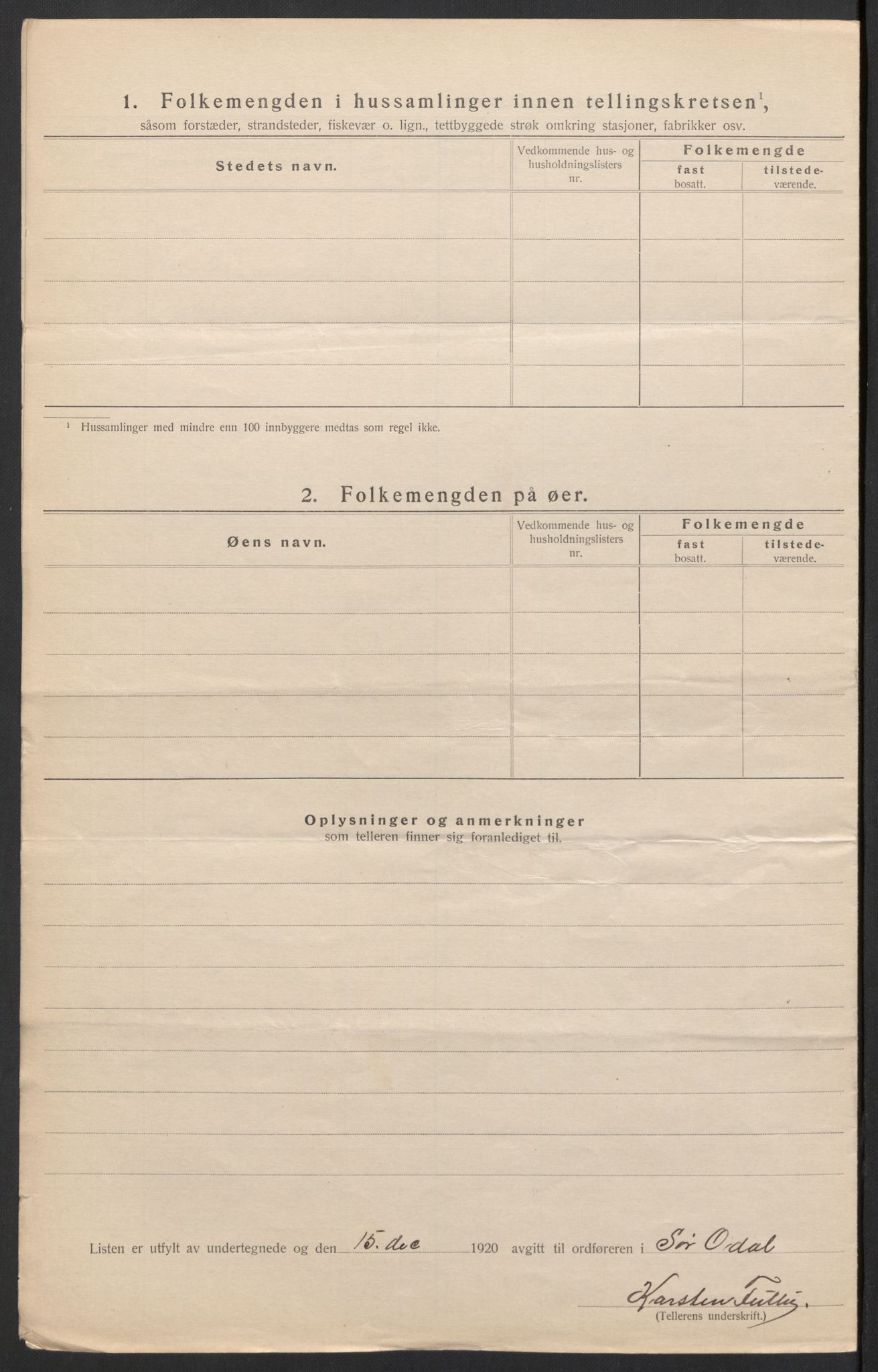 SAH, Folketelling 1920 for 0419 Sør-Odal herred, 1920, s. 8