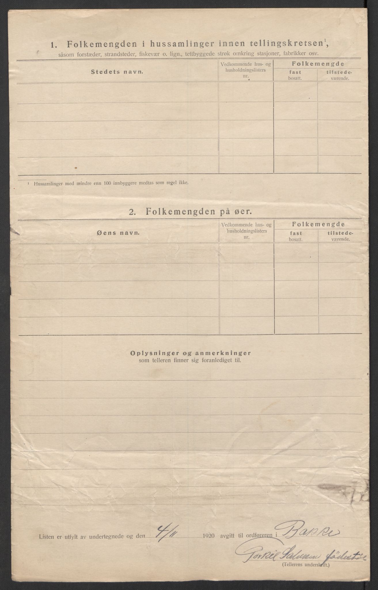 SAK, Folketelling 1920 for 1045 Bakke herred, 1920, s. 47