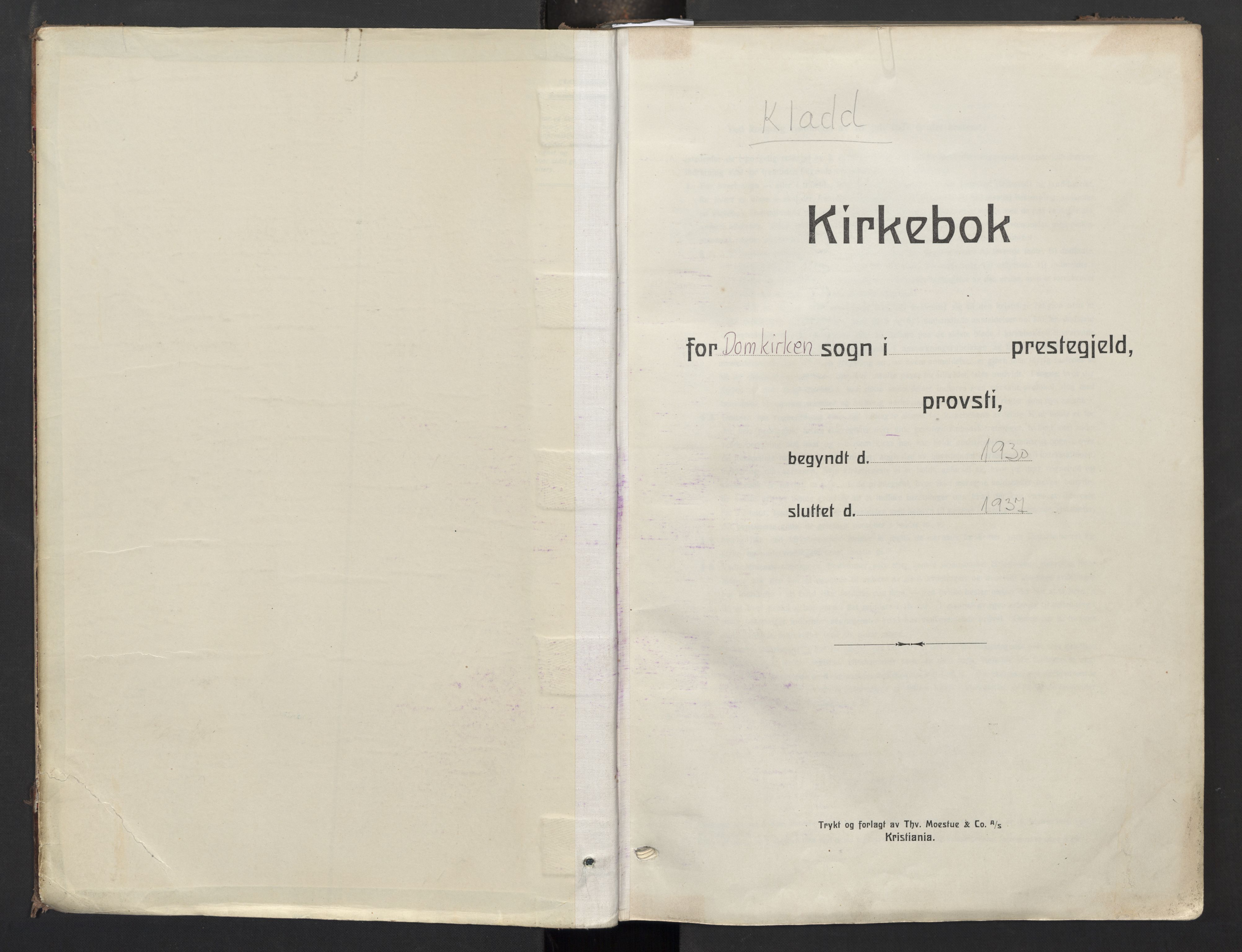 Oslo domkirke Kirkebøker, SAO/A-10752/G/Ga/L0006: Klokkerbok nr. 6, 1930-1937