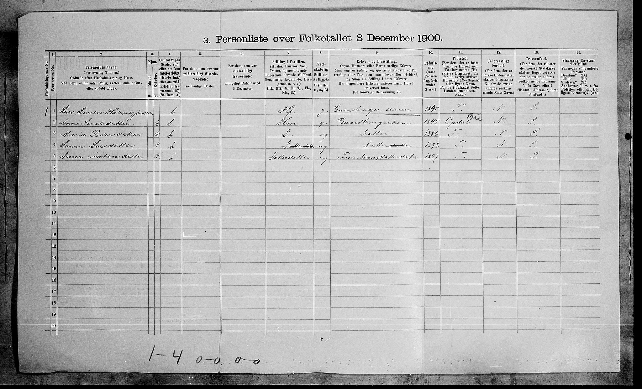 SAH, Folketelling 1900 for 0513 Skjåk herred, 1900, s. 13