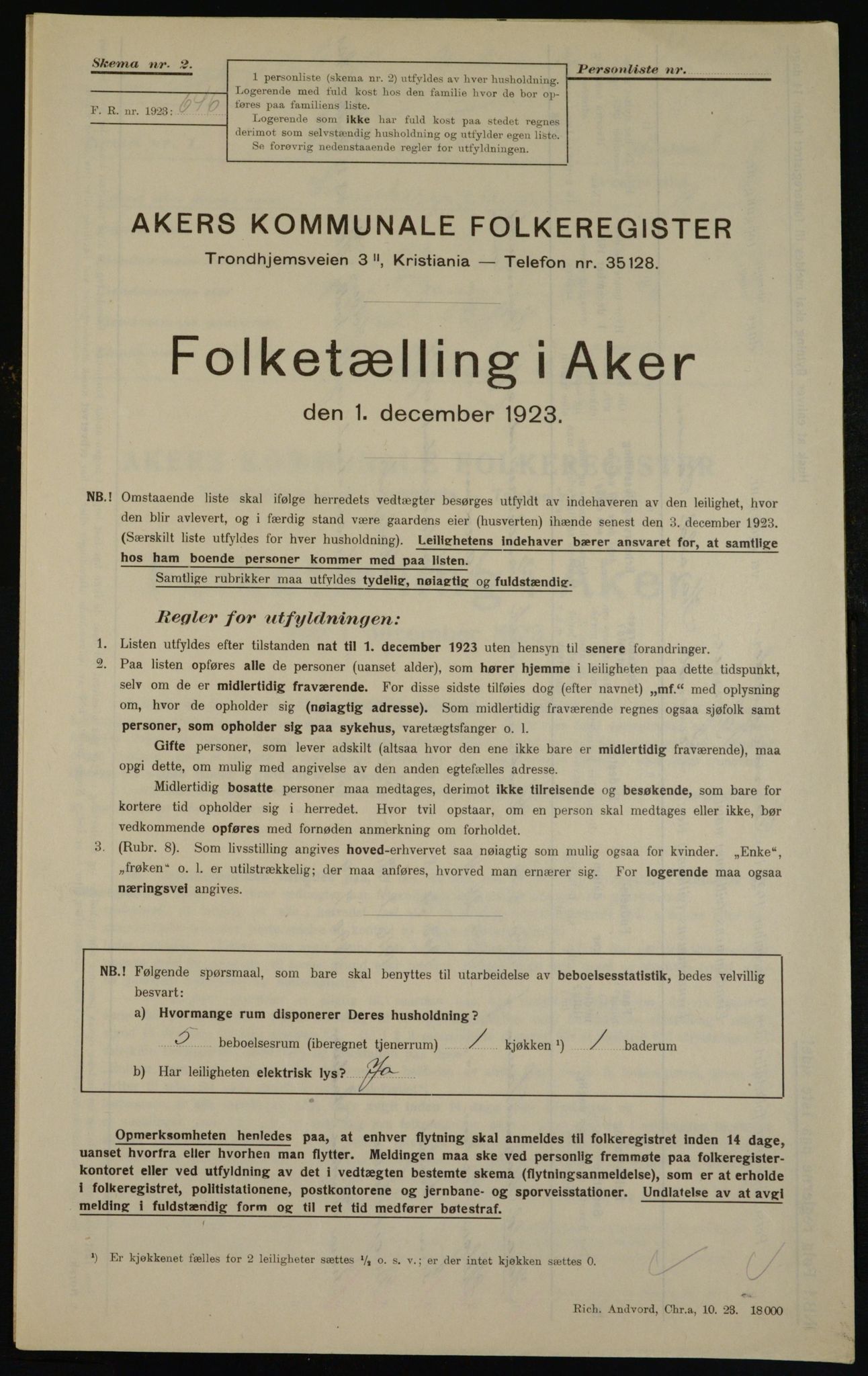 , Kommunal folketelling 1.12.1923 for Aker, 1923, s. 40588