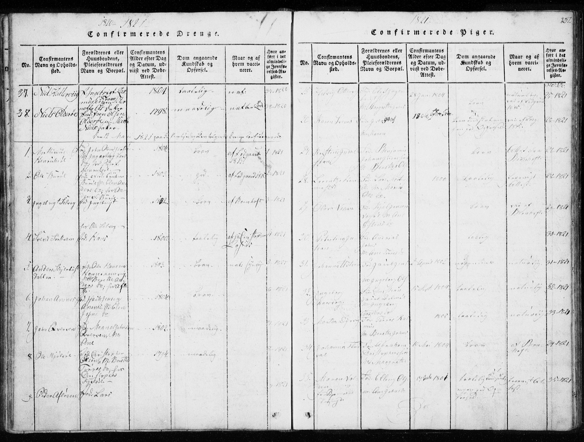 Ministerialprotokoller, klokkerbøker og fødselsregistre - Sør-Trøndelag, SAT/A-1456/634/L0527: Ministerialbok nr. 634A03, 1818-1826, s. 237
