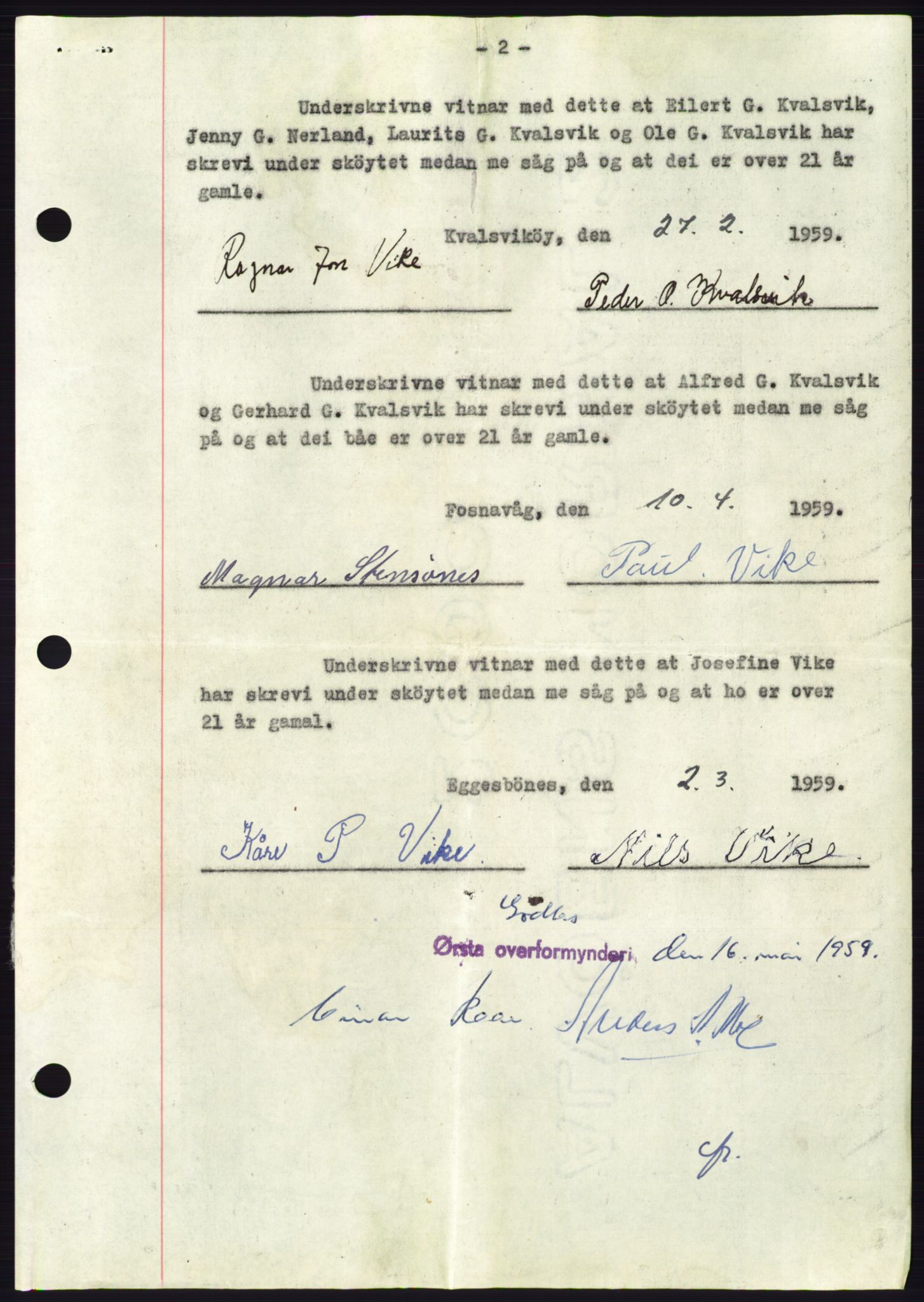 Søre Sunnmøre sorenskriveri, SAT/A-4122/1/2/2C/L0112: Pantebok nr. 38A, 1959-1959, Dagboknr: 1062/1959