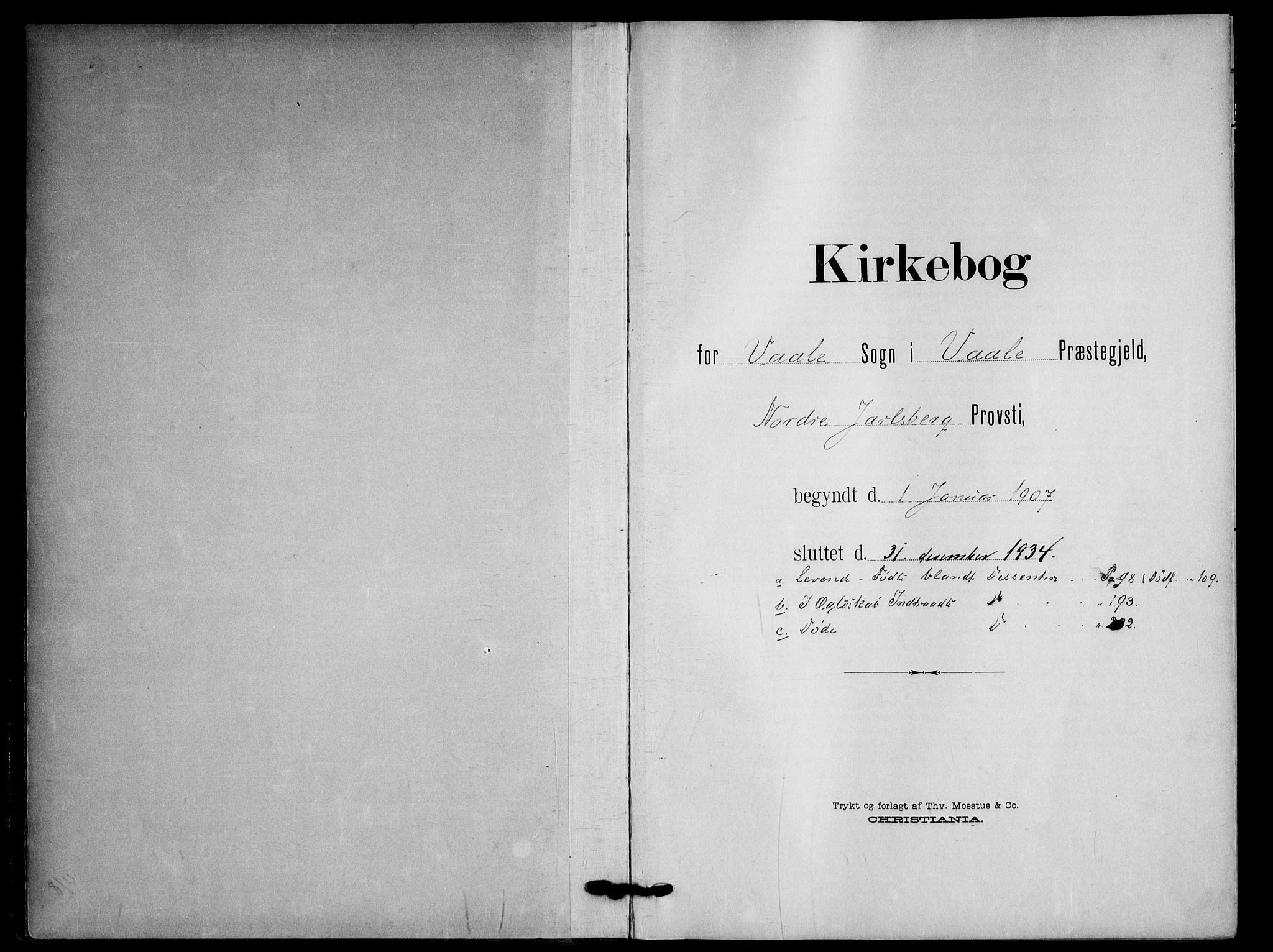 Våle kirkebøker, AV/SAKO-A-334/F/Fa/L0012: Ministerialbok nr. I 12, 1907-1934
