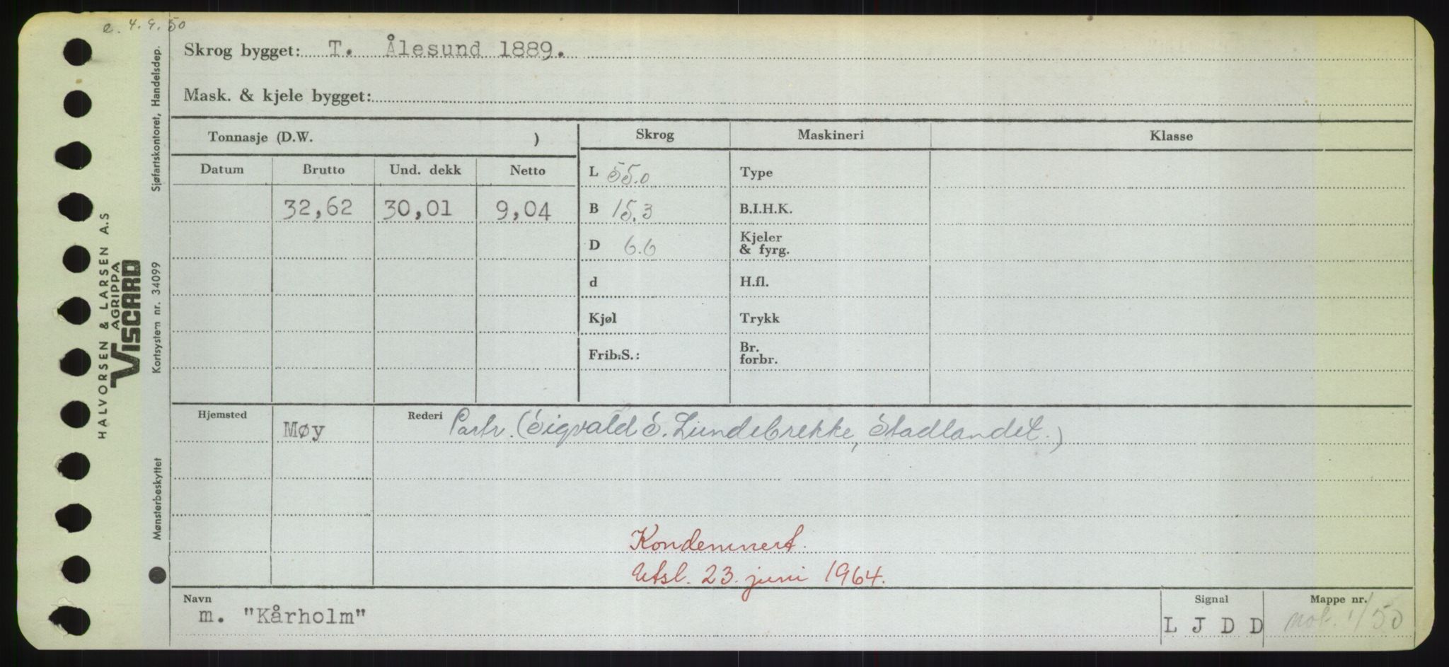 Sjøfartsdirektoratet med forløpere, Skipsmålingen, RA/S-1627/H/Hd/L0021: Fartøy, Kor-Kår, s. 409