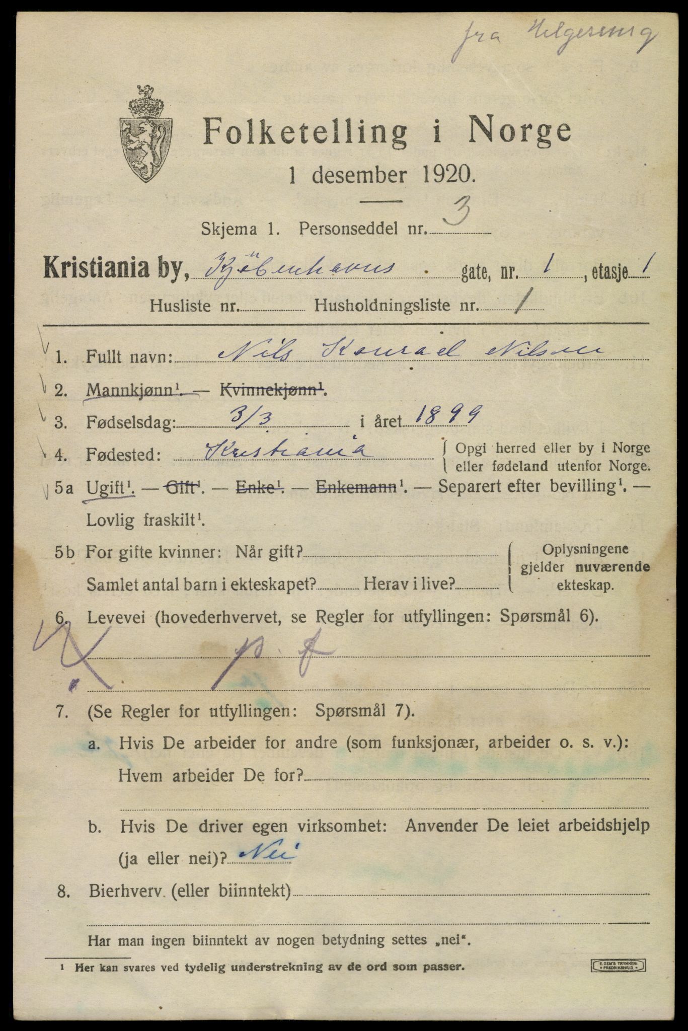 SAO, Folketelling 1920 for 0301 Kristiania kjøpstad, 1920, s. 340949