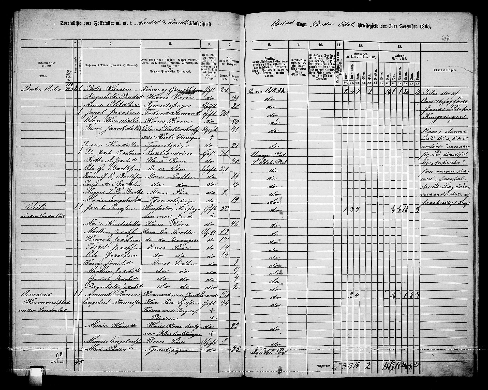 RA, Folketelling 1865 for 0419P Sør-Odal prestegjeld, 1865, s. 279