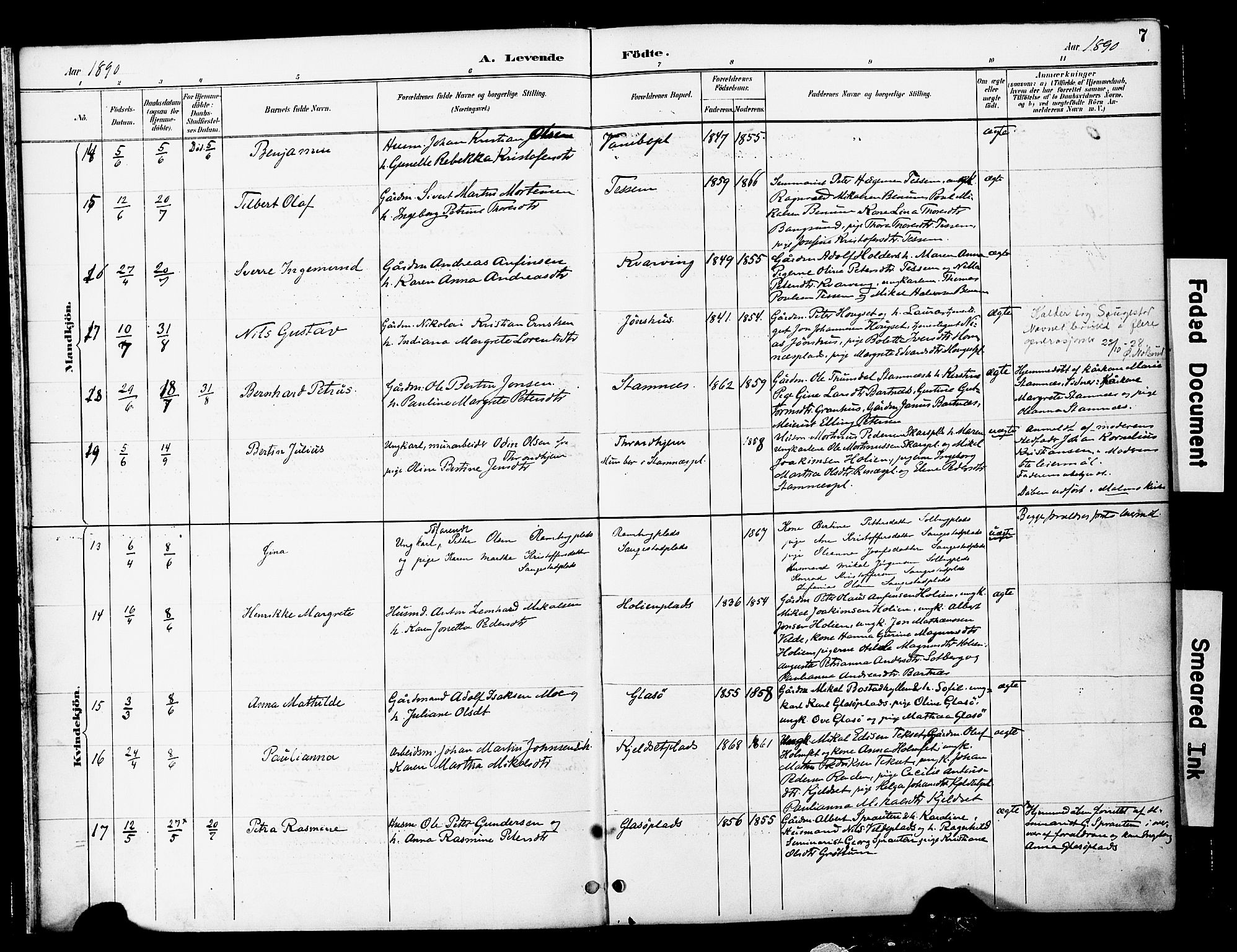 Ministerialprotokoller, klokkerbøker og fødselsregistre - Nord-Trøndelag, SAT/A-1458/741/L0396: Ministerialbok nr. 741A10, 1889-1901, s. 7