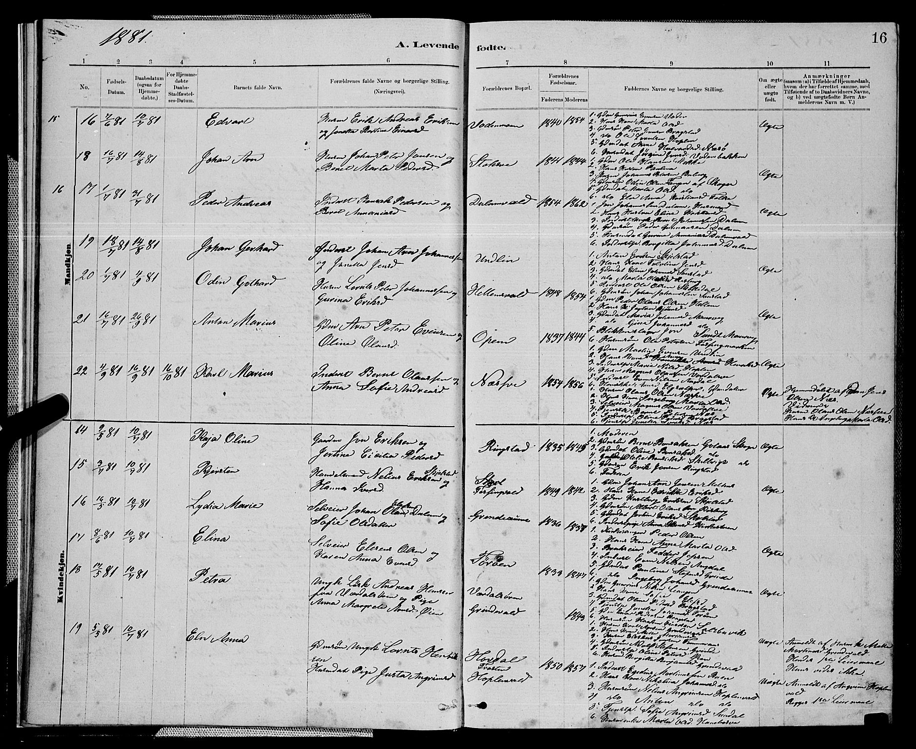 Ministerialprotokoller, klokkerbøker og fødselsregistre - Nord-Trøndelag, SAT/A-1458/714/L0134: Klokkerbok nr. 714C03, 1878-1898, s. 16