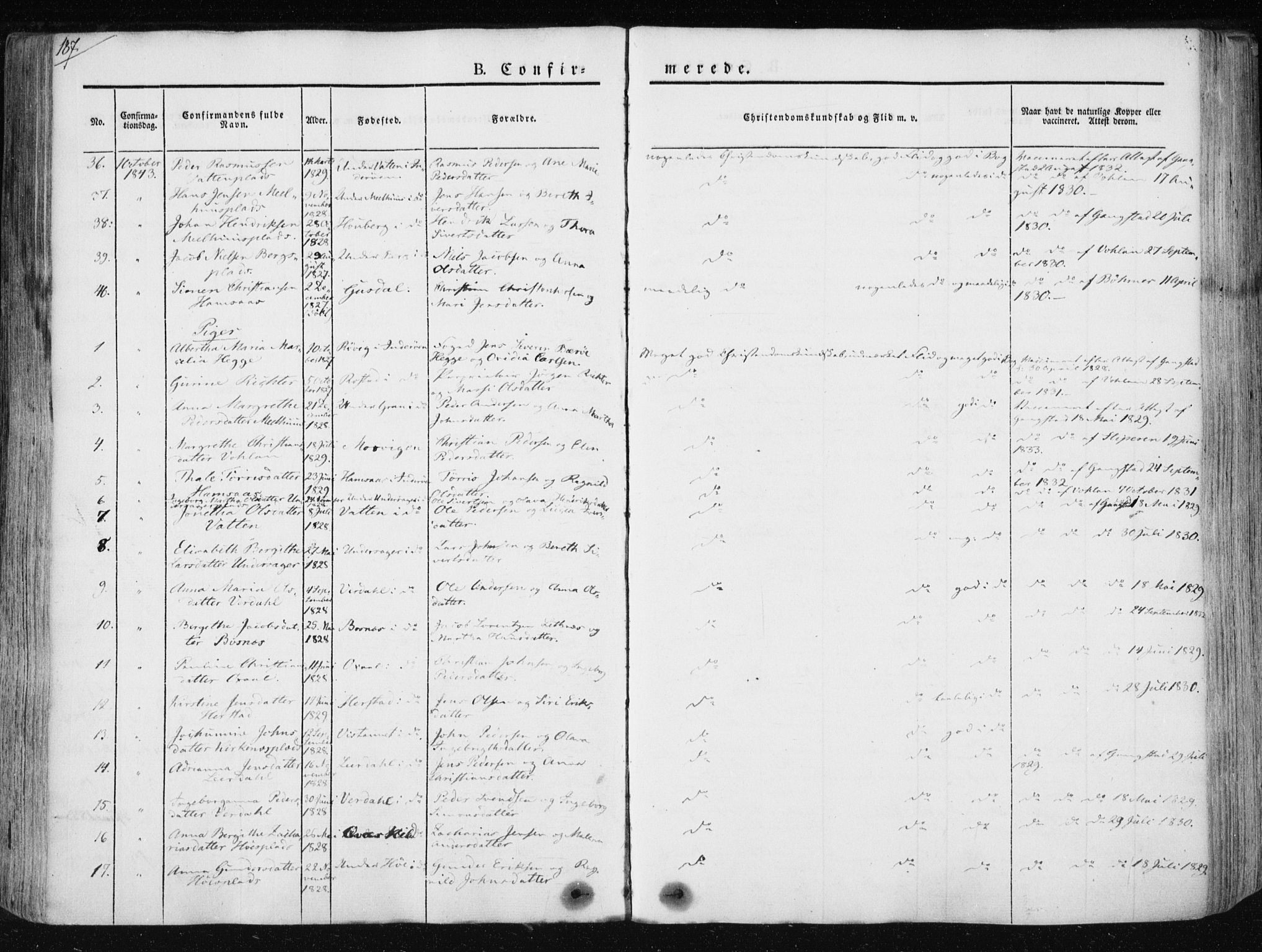 Ministerialprotokoller, klokkerbøker og fødselsregistre - Nord-Trøndelag, SAT/A-1458/730/L0280: Ministerialbok nr. 730A07 /1, 1840-1854, s. 187