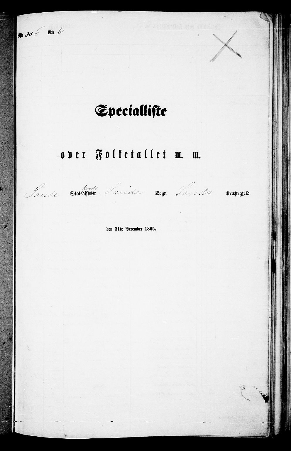 RA, Folketelling 1865 for 1136P Sand prestegjeld, 1865, s. 93