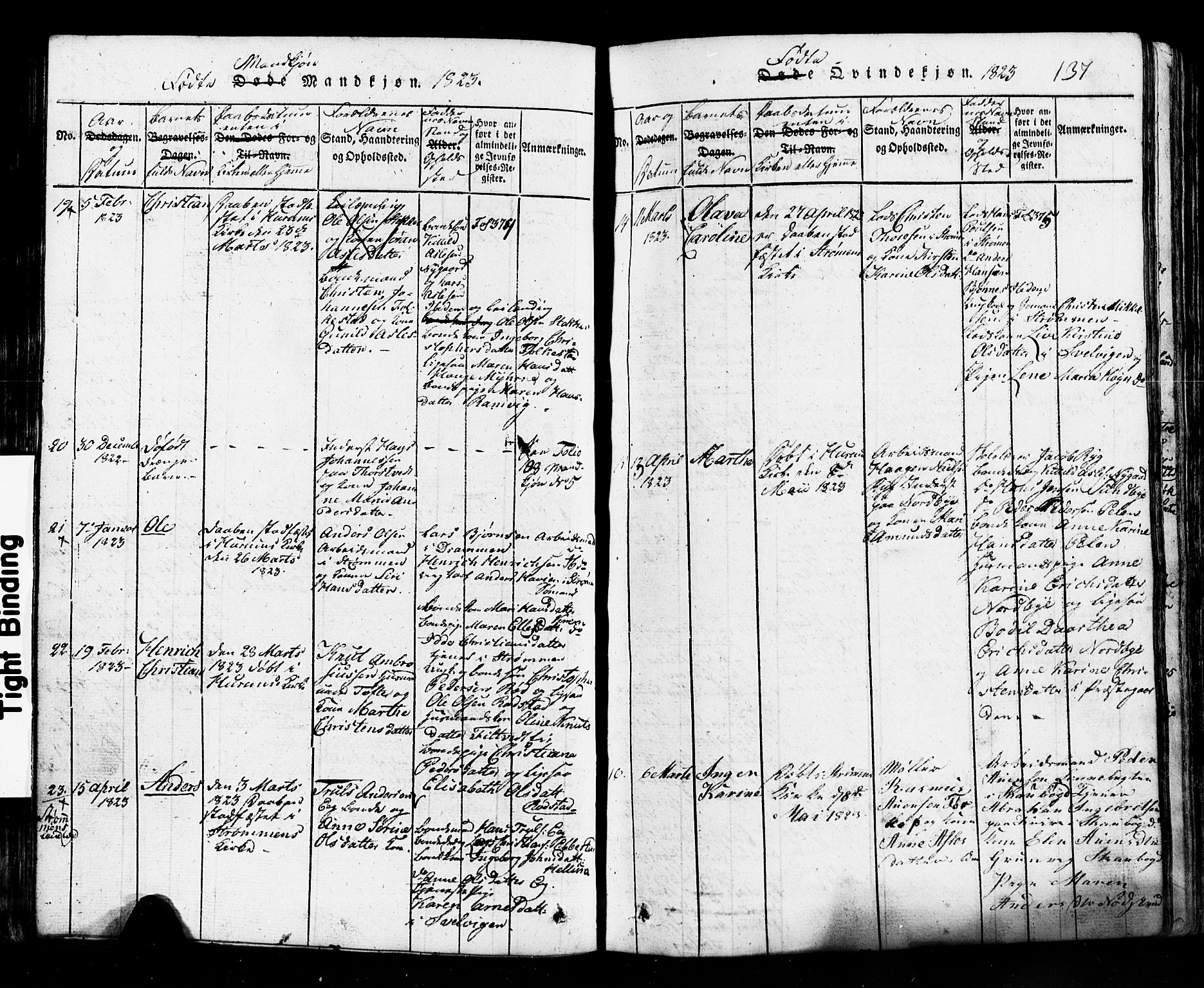 Hurum kirkebøker, AV/SAKO-A-229/G/Ga/L0001: Klokkerbok nr. I 1, 1816-1826, s. 137