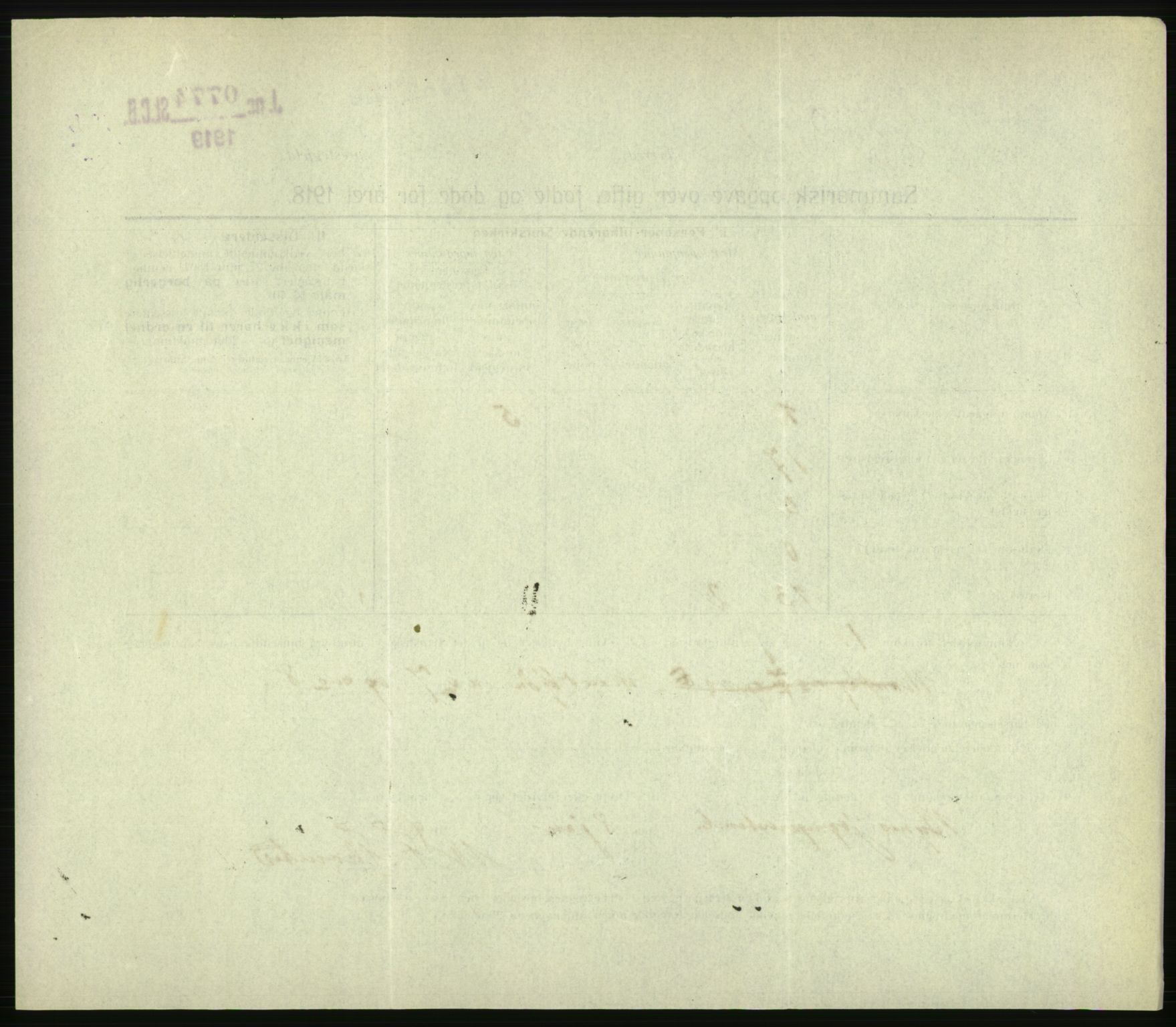 Statistisk sentralbyrå, Sosiodemografiske emner, Befolkning, RA/S-2228/D/Df/Dfb/Dfbh/L0059: Summariske oppgaver over gifte, fødte og døde for hele landet., 1918, s. 1330