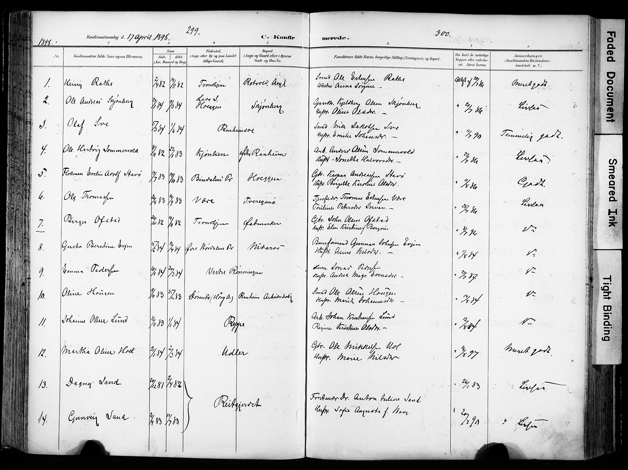 Ministerialprotokoller, klokkerbøker og fødselsregistre - Sør-Trøndelag, AV/SAT-A-1456/606/L0301: Ministerialbok nr. 606A16, 1894-1907, s. 299-300