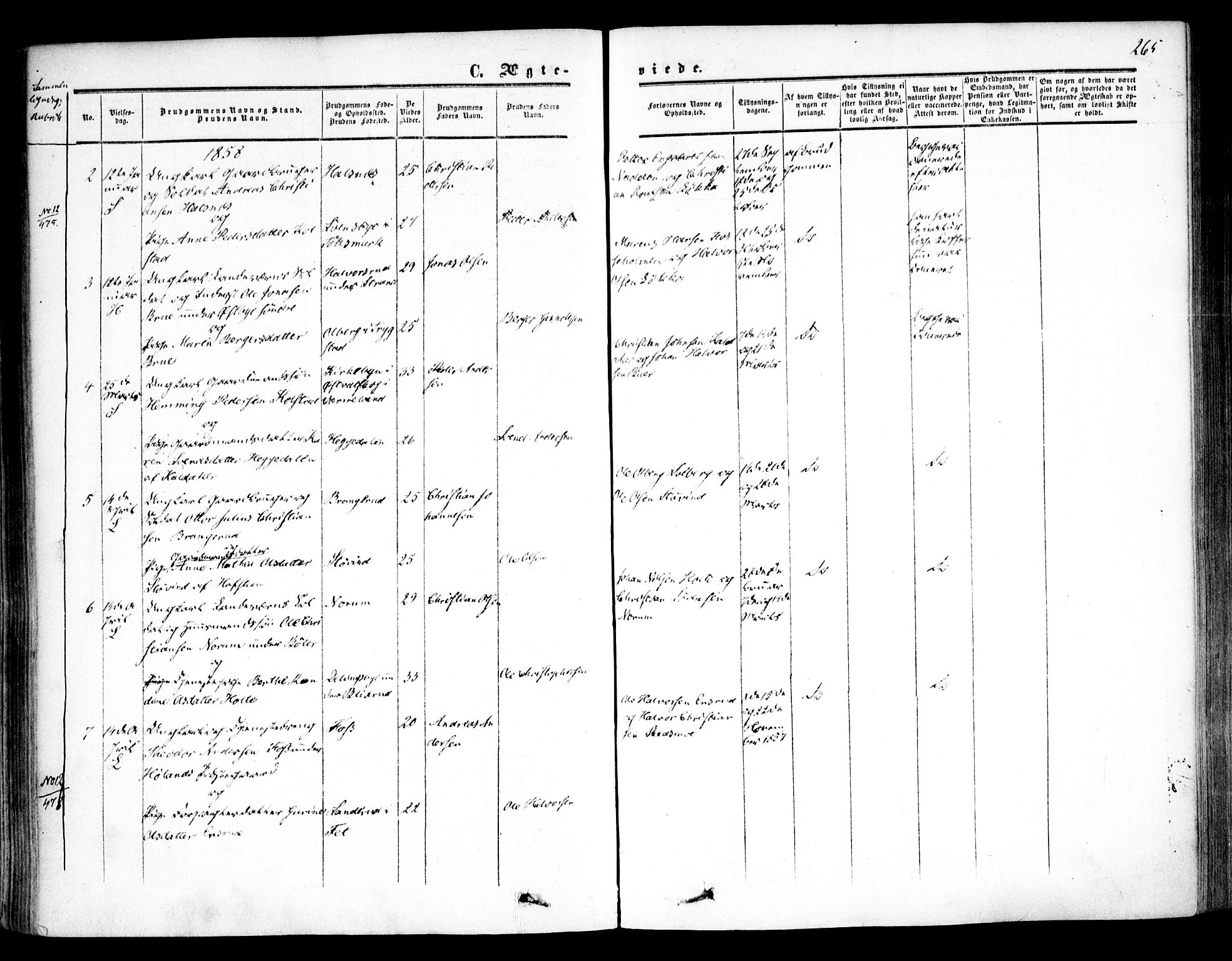 Høland prestekontor Kirkebøker, AV/SAO-A-10346a/F/Fa/L0010: Ministerialbok nr. I 10, 1854-1861, s. 265