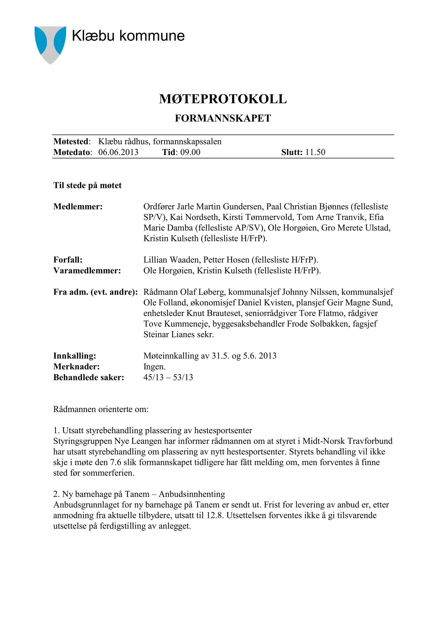 Klæbu Kommune, TRKO/KK/02-FS/L006: Formannsskapet - Møtedokumenter, 2013, s. 1246