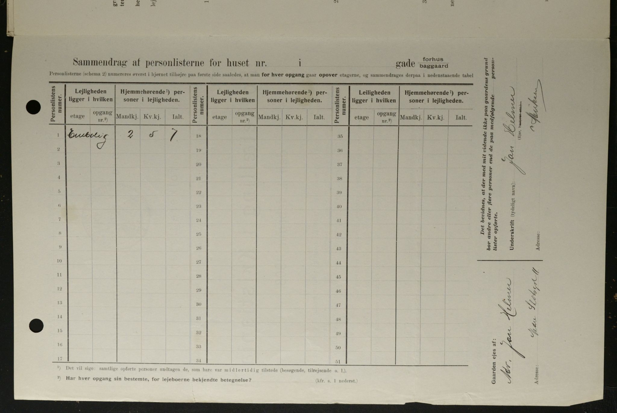 OBA, Kommunal folketelling 1.2.1908 for Kristiania kjøpstad, 1908, s. 52305