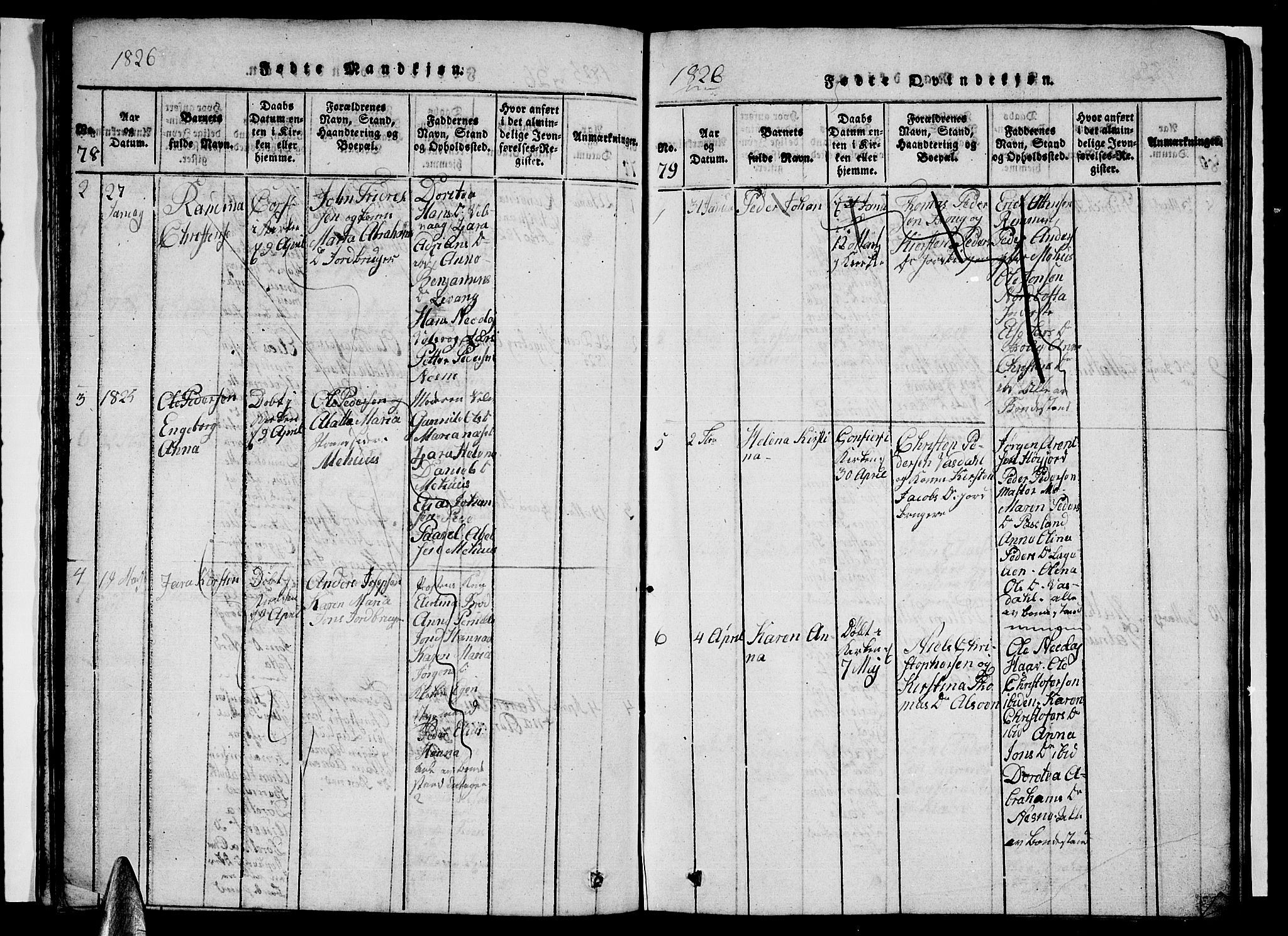 Ministerialprotokoller, klokkerbøker og fødselsregistre - Nordland, AV/SAT-A-1459/838/L0554: Klokkerbok nr. 838C01, 1820-1828, s. 78-79