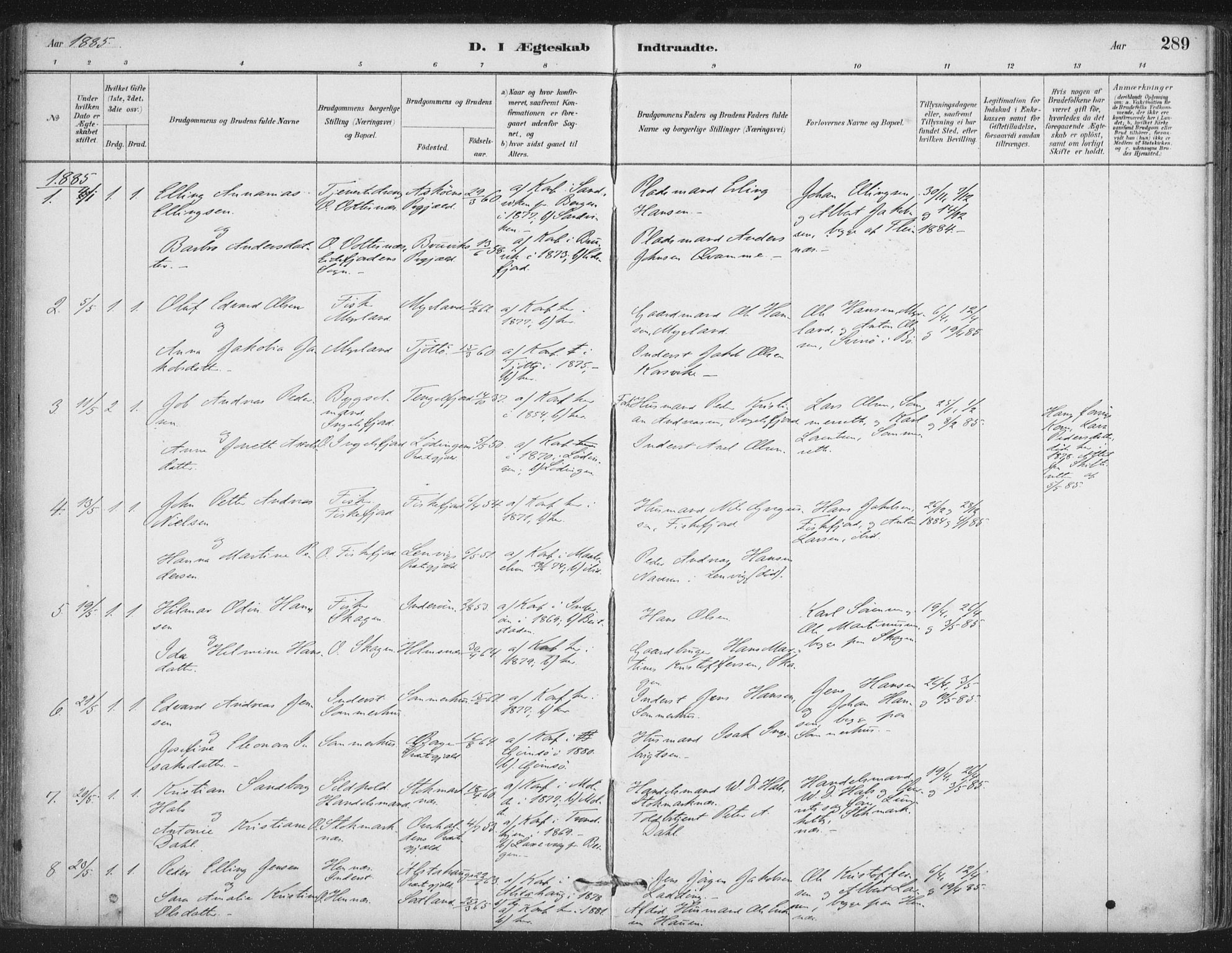 Ministerialprotokoller, klokkerbøker og fødselsregistre - Nordland, AV/SAT-A-1459/888/L1244: Ministerialbok nr. 888A10, 1880-1890, s. 289