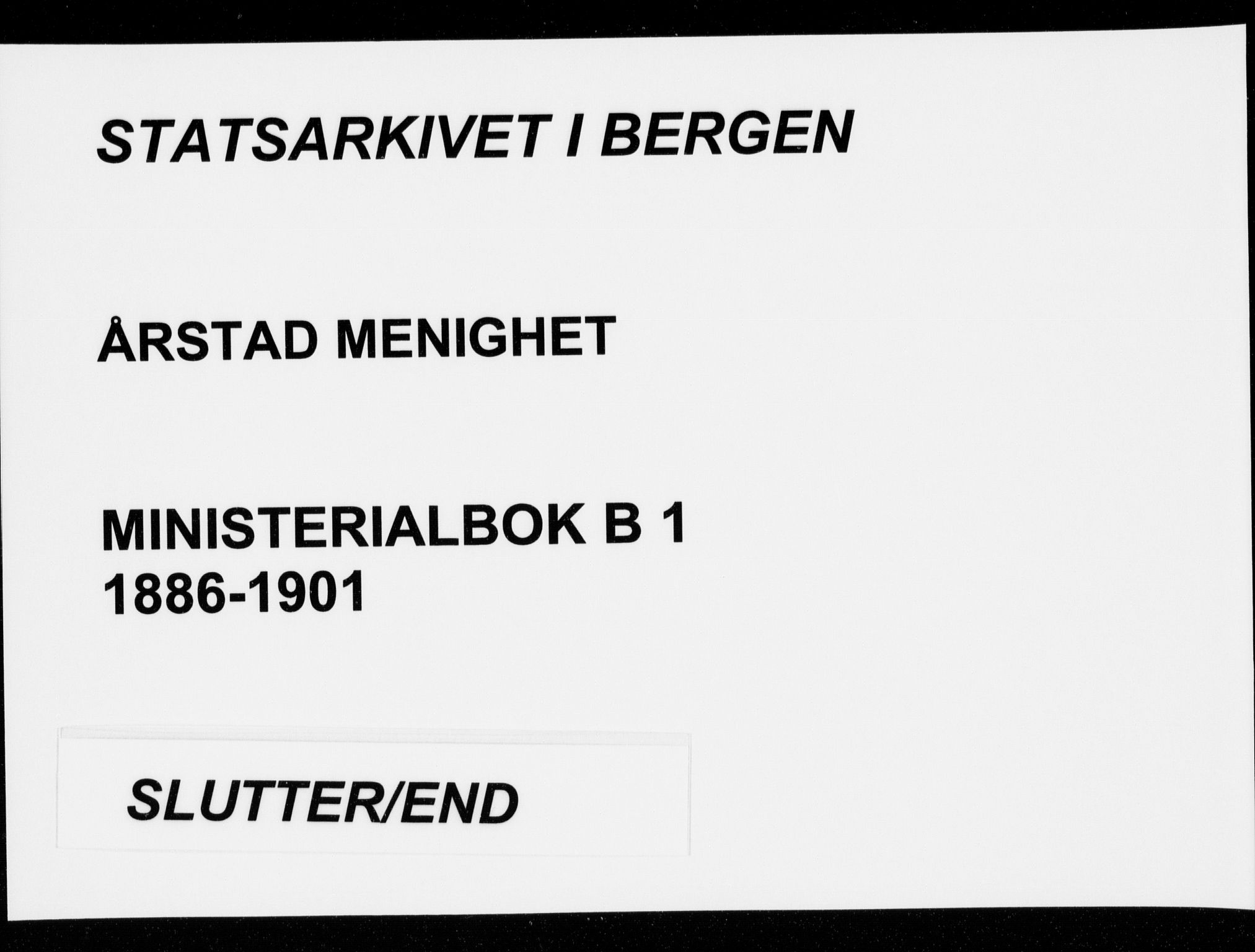 Årstad Sokneprestembete, SAB/A-79301/H/Haa/L0006: Ministerialbok nr. B 1, 1886-1901