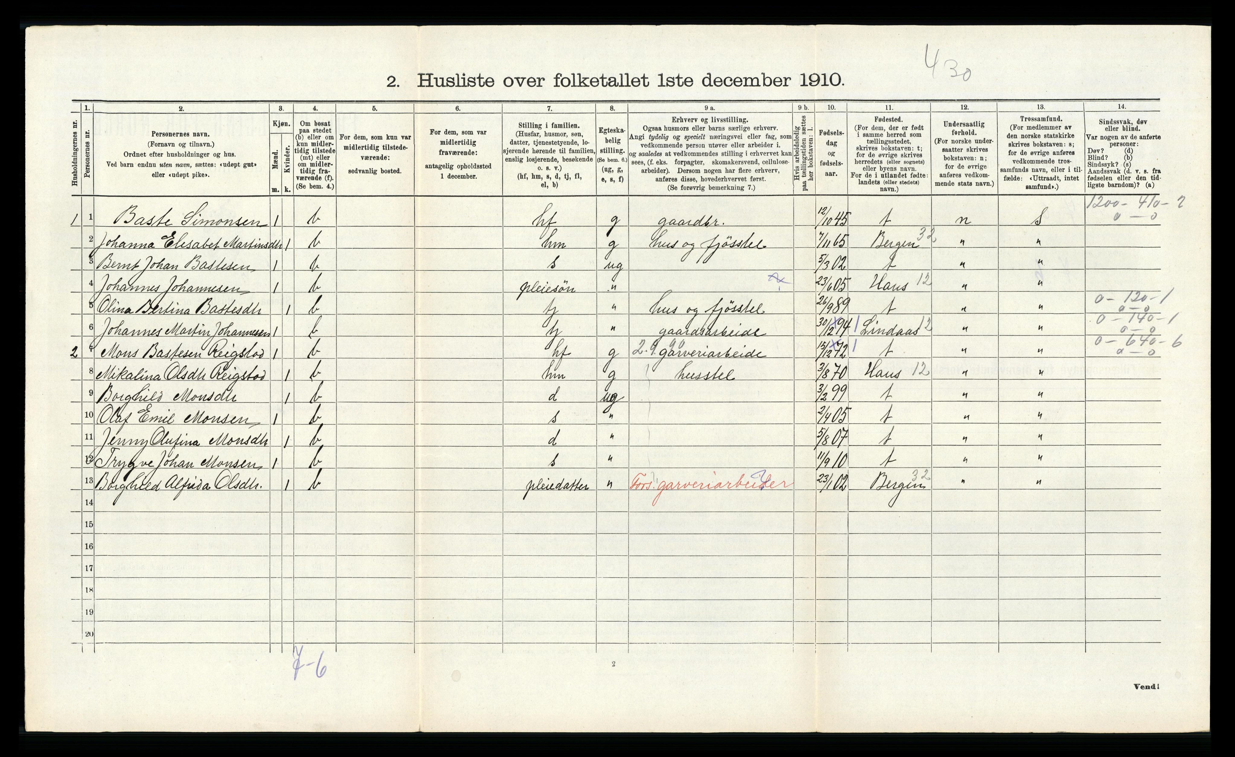 RA, Folketelling 1910 for 1254 Hamre herred, 1910, s. 769